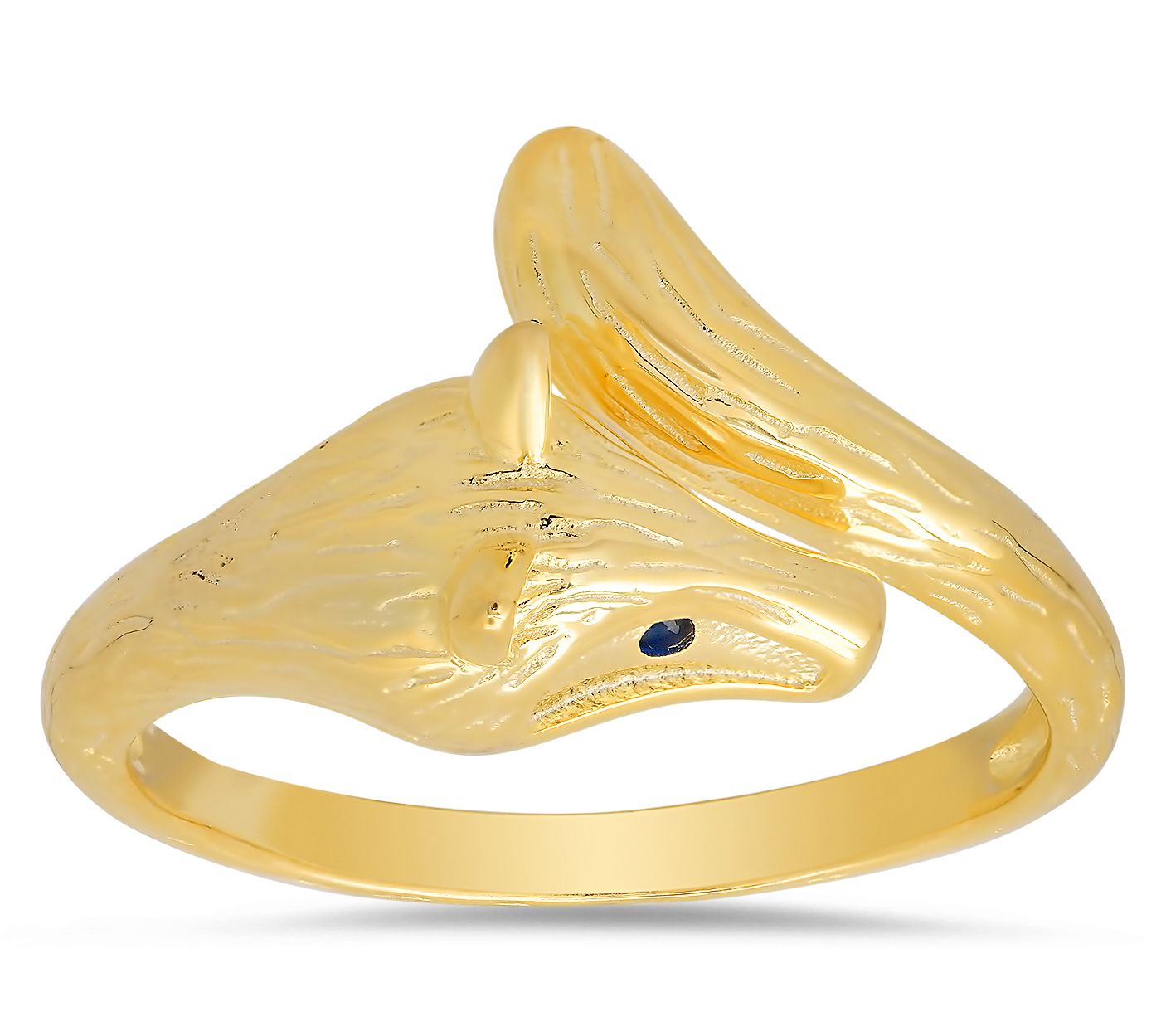 Diamonique Goldtone Diamond Cut  Fox Ring, Sterling  Silver