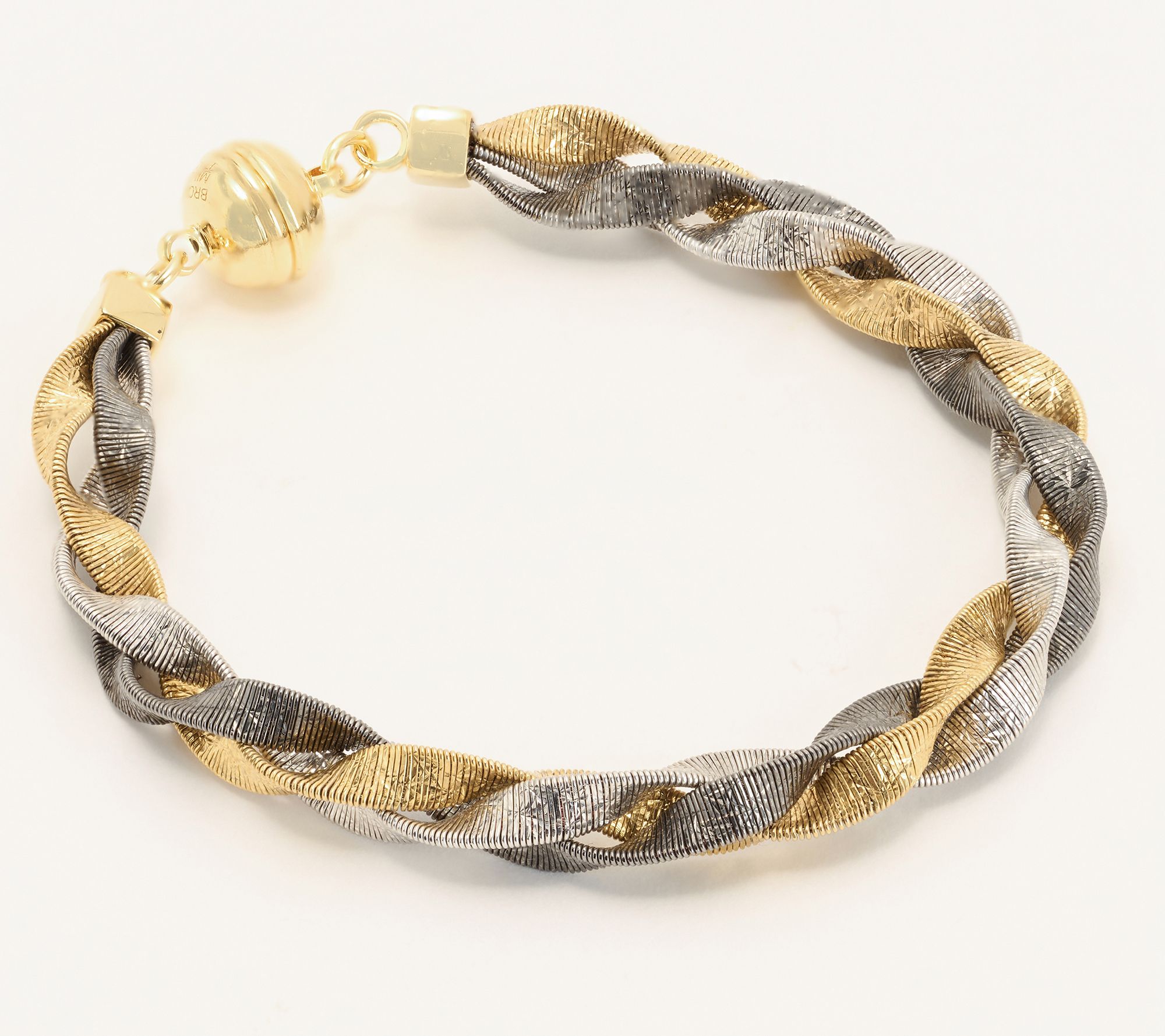 David Markstein Bronze Diamond Cut Braided Omega Bracelet w/ Magnet Clasp