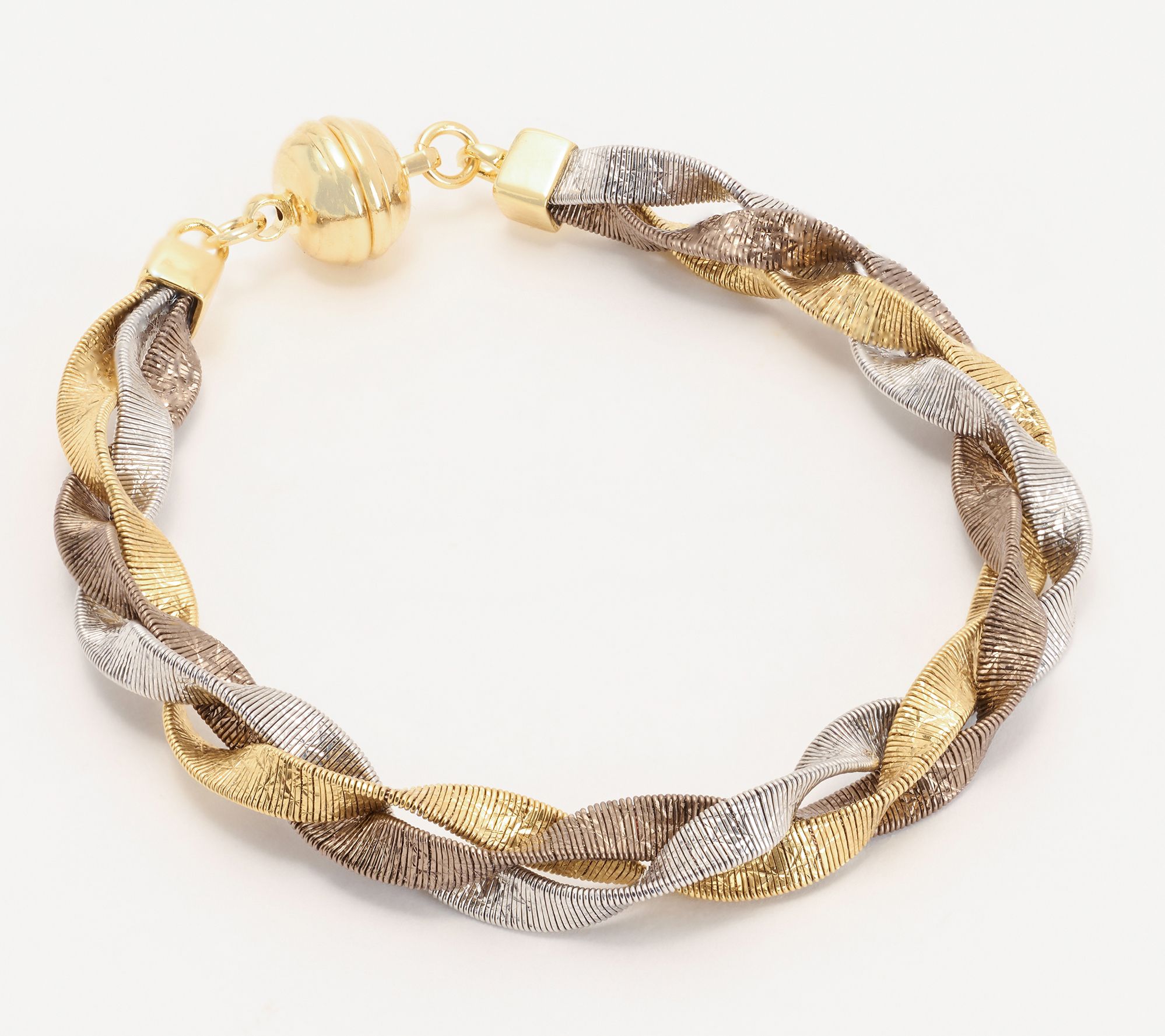 David Markstein Bronze Diamond Cut Braided Omega Bracelet w/ Magnet Clasp