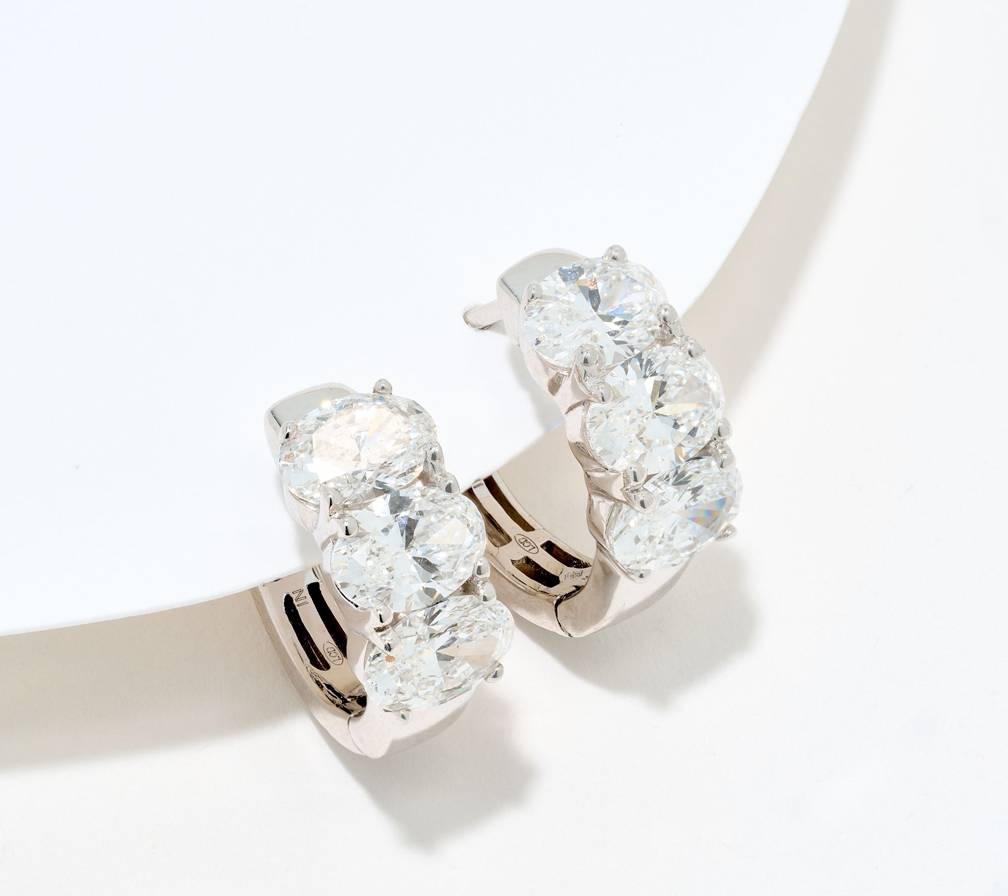 Fire Light Lab Grown Diamond 3.00 cttw Oval Hoops, Sterling Silver