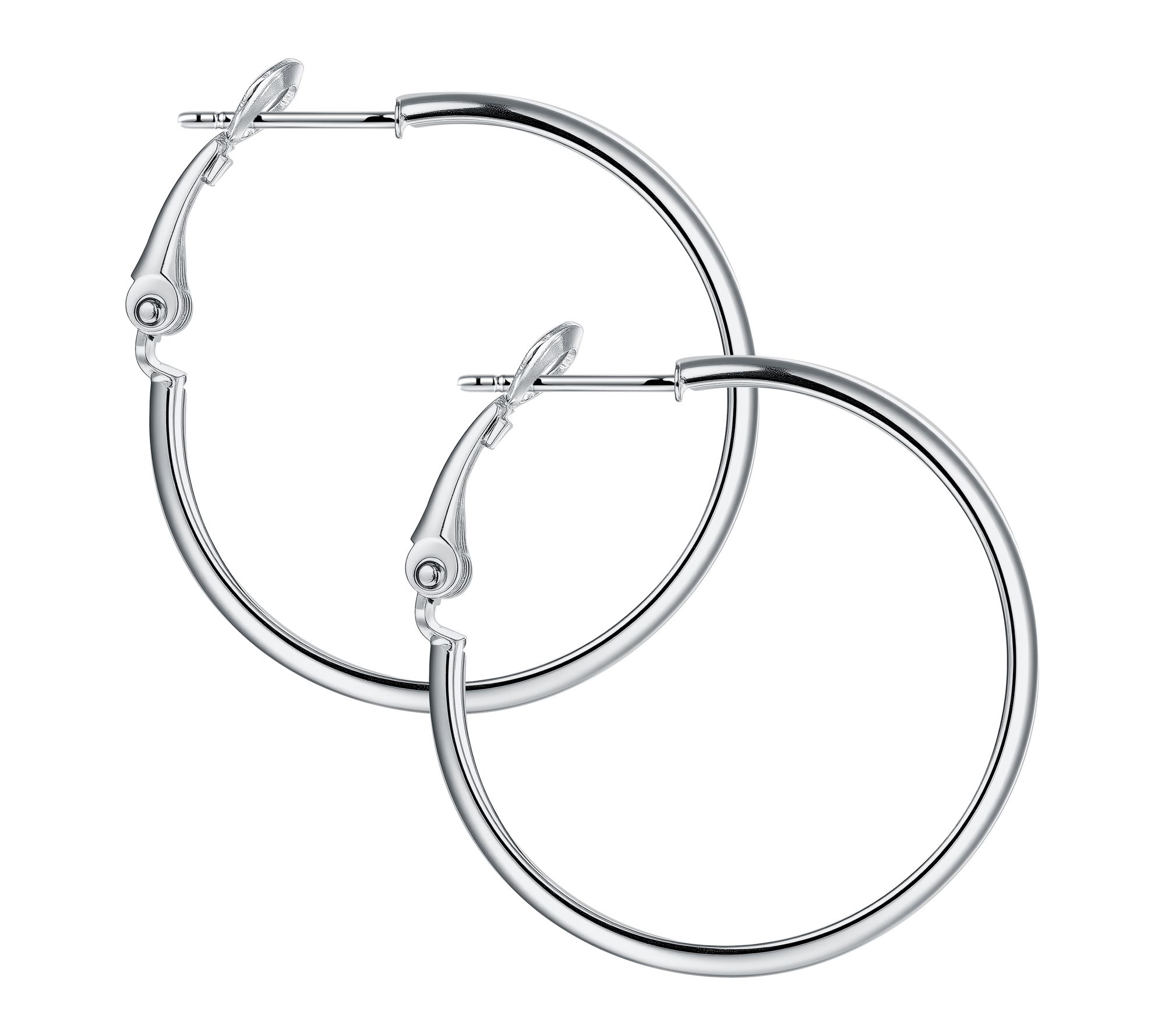 Silver Style 1" Omega Back Hoop Earrings, Sterling