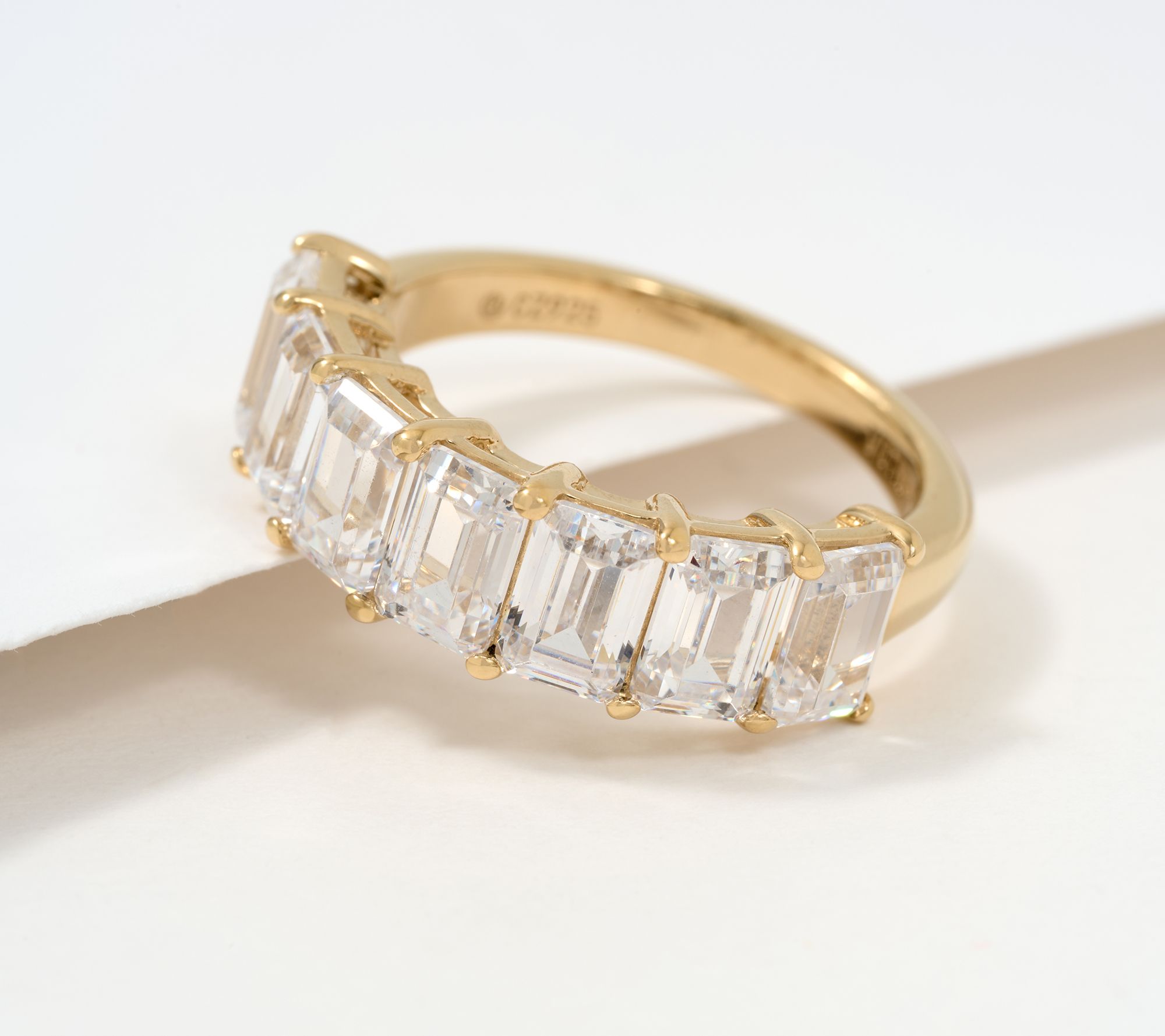 Diamonique Choice of Cut 7-Stone Band Ring, 14k Gold Plated