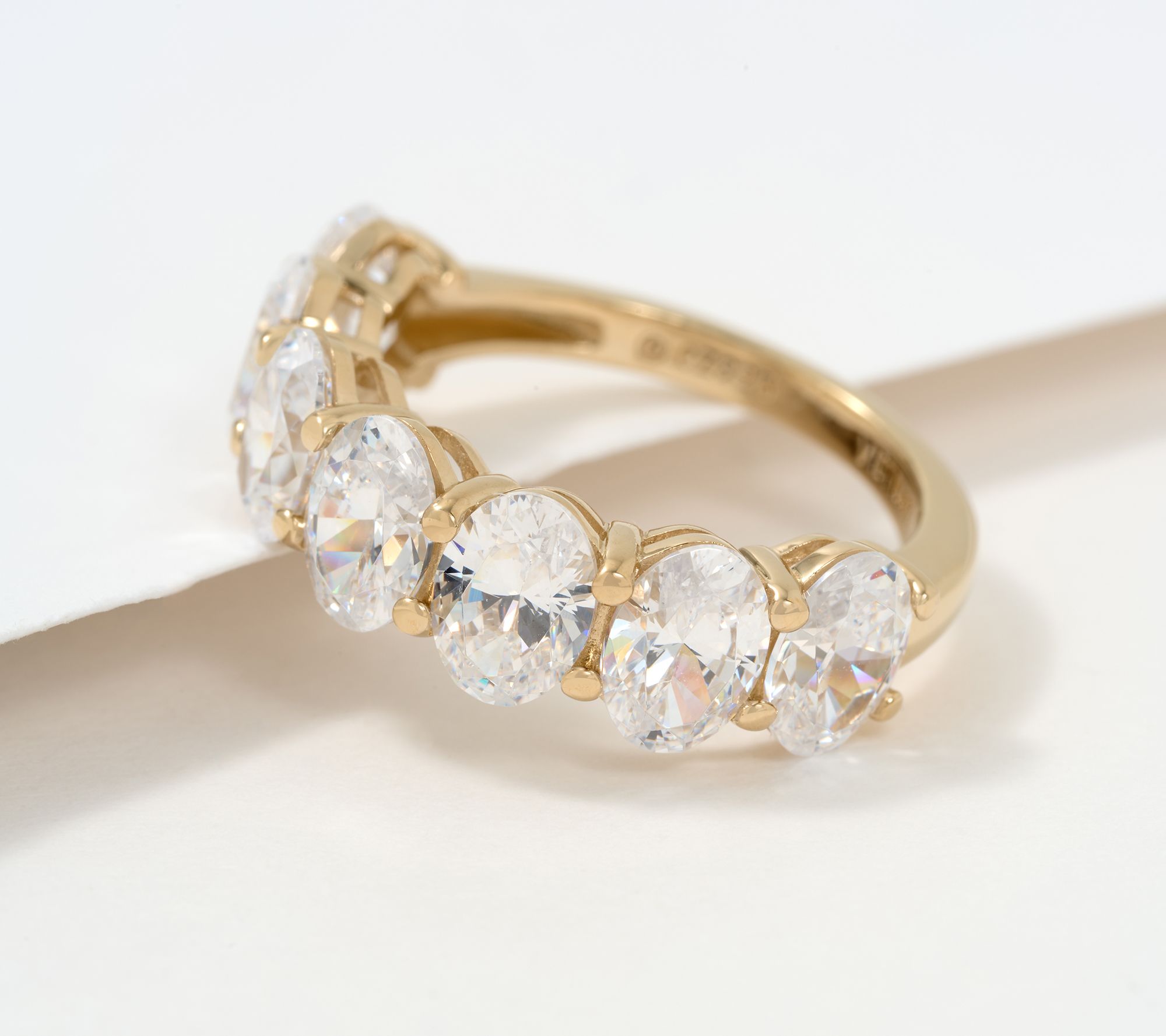 Diamonique Choice of Cut 7-Stone Band Ring, 14k Gold Plated