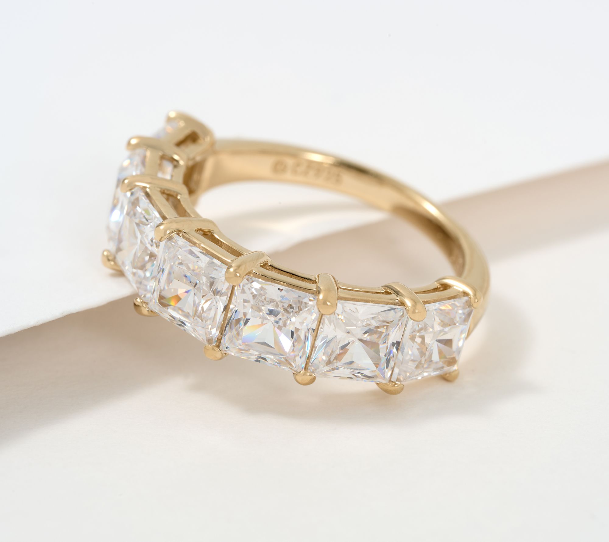 Diamonique Choice of Cut 7-Stone Band Ring, 14k Gold Plated
