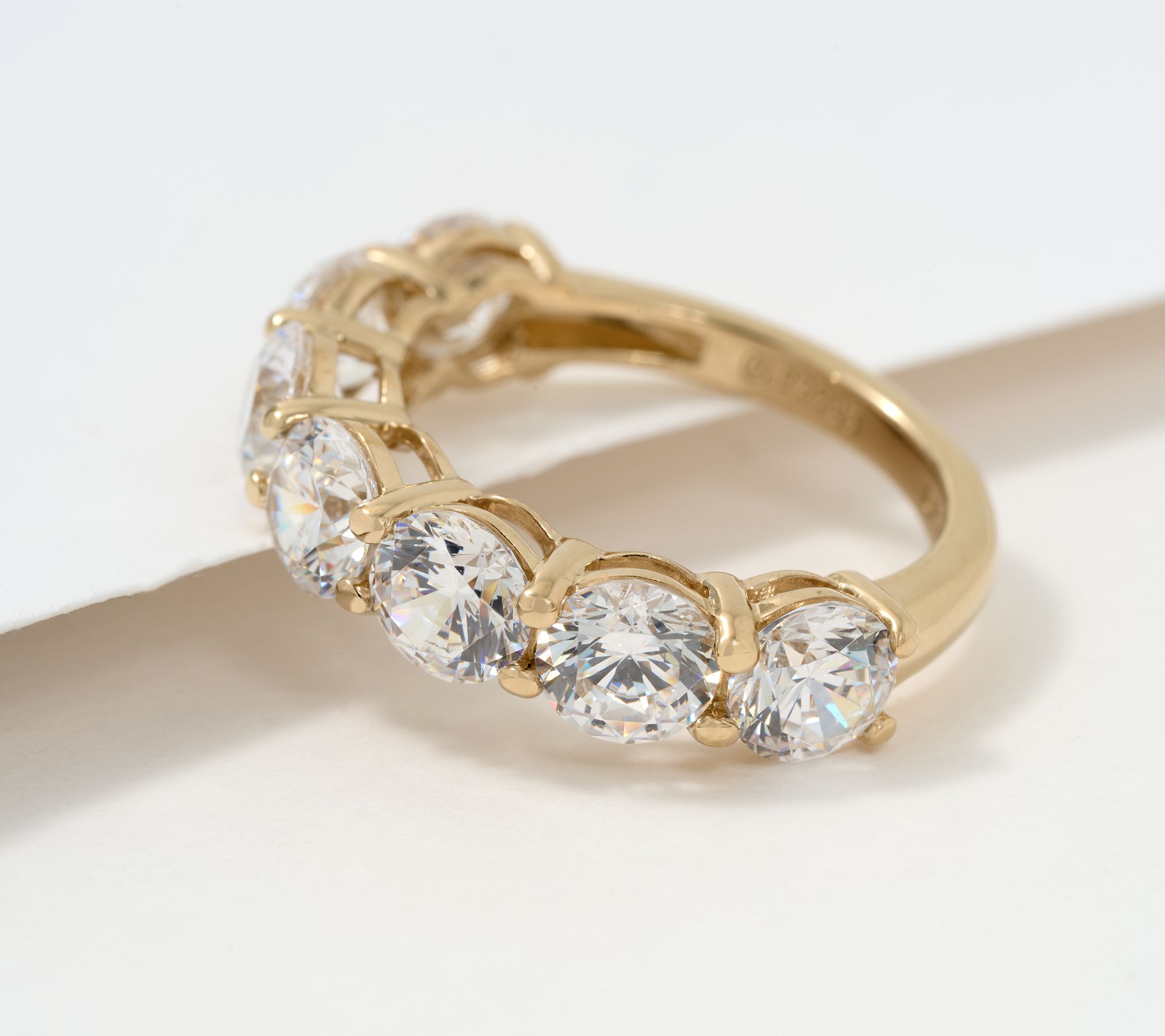Diamonique Choice of Cut 7-Stone Band Ring, 14k Gold Plated