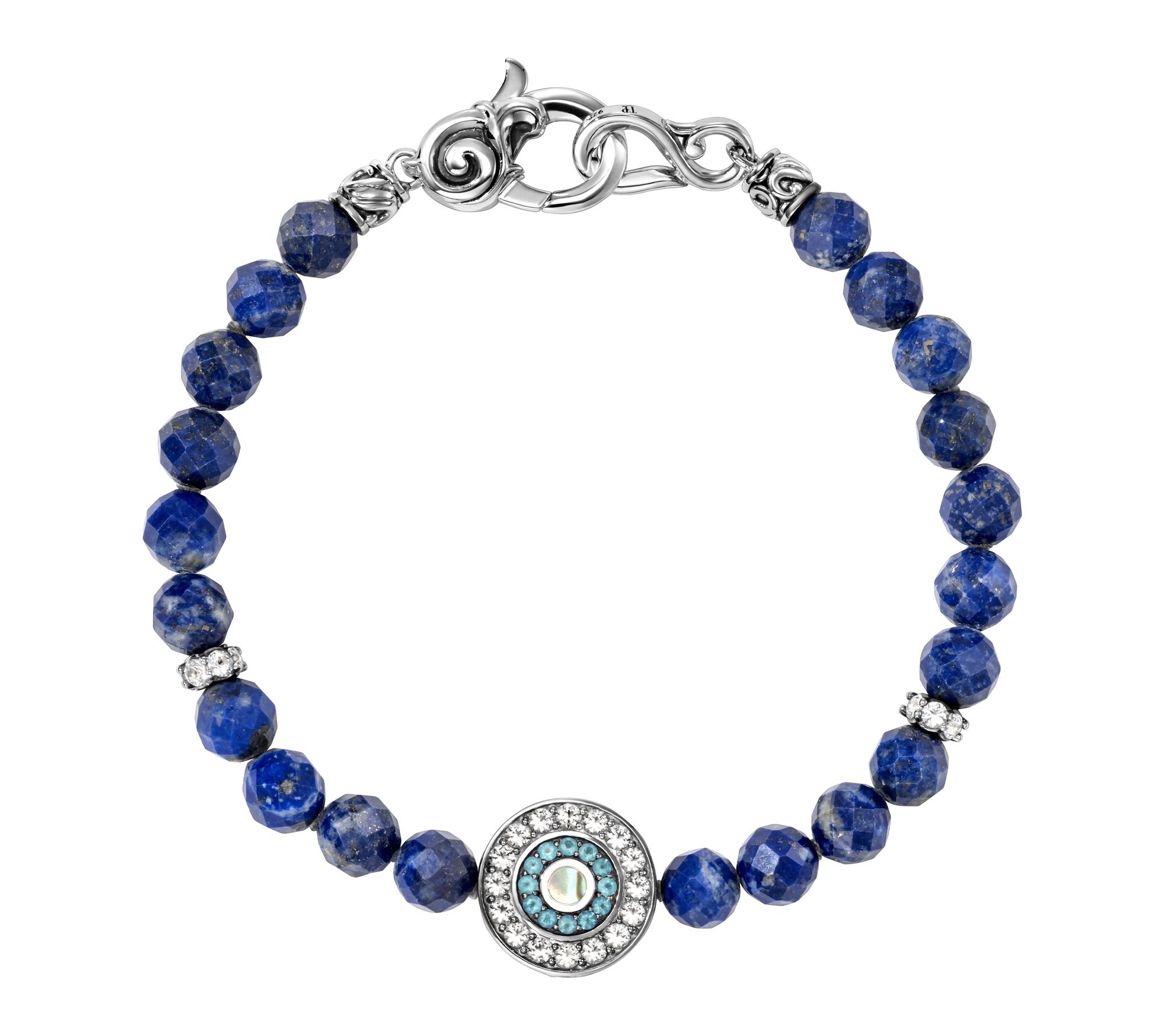 Third Person Sterling Silver Gemstone Evil Eye Bracelet