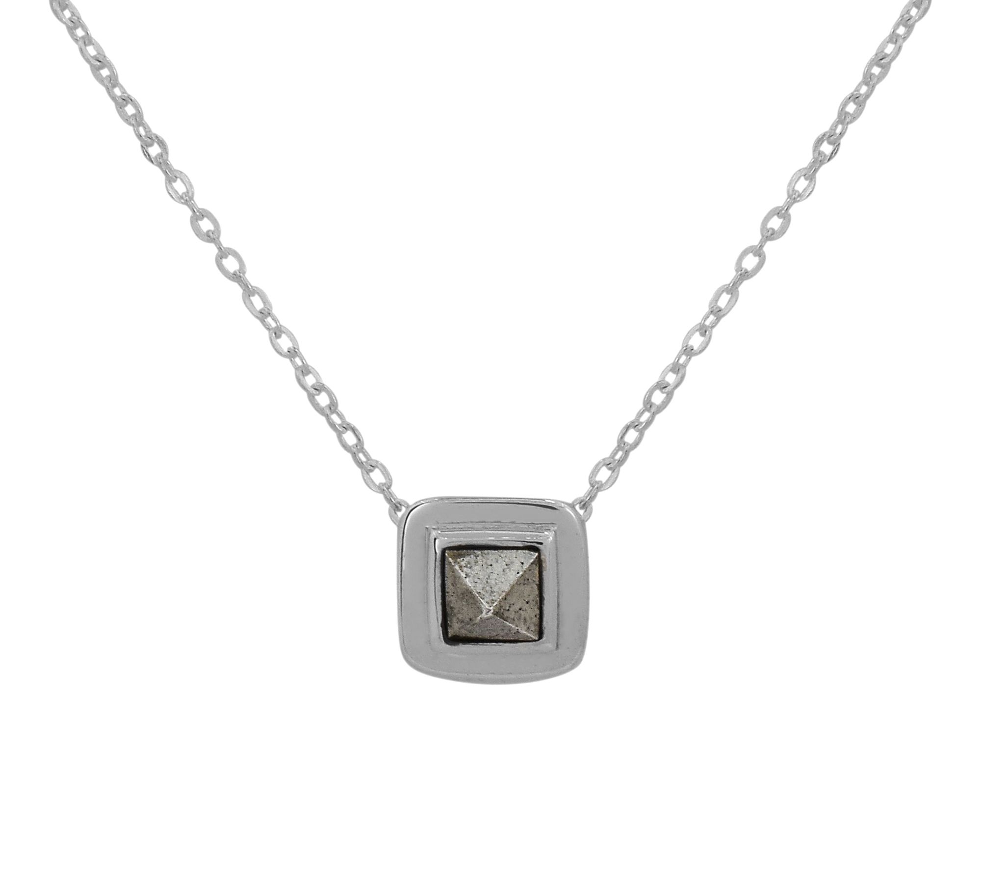 Affinity Gems Solitaire Pyrite Necklace, Sterling Silver