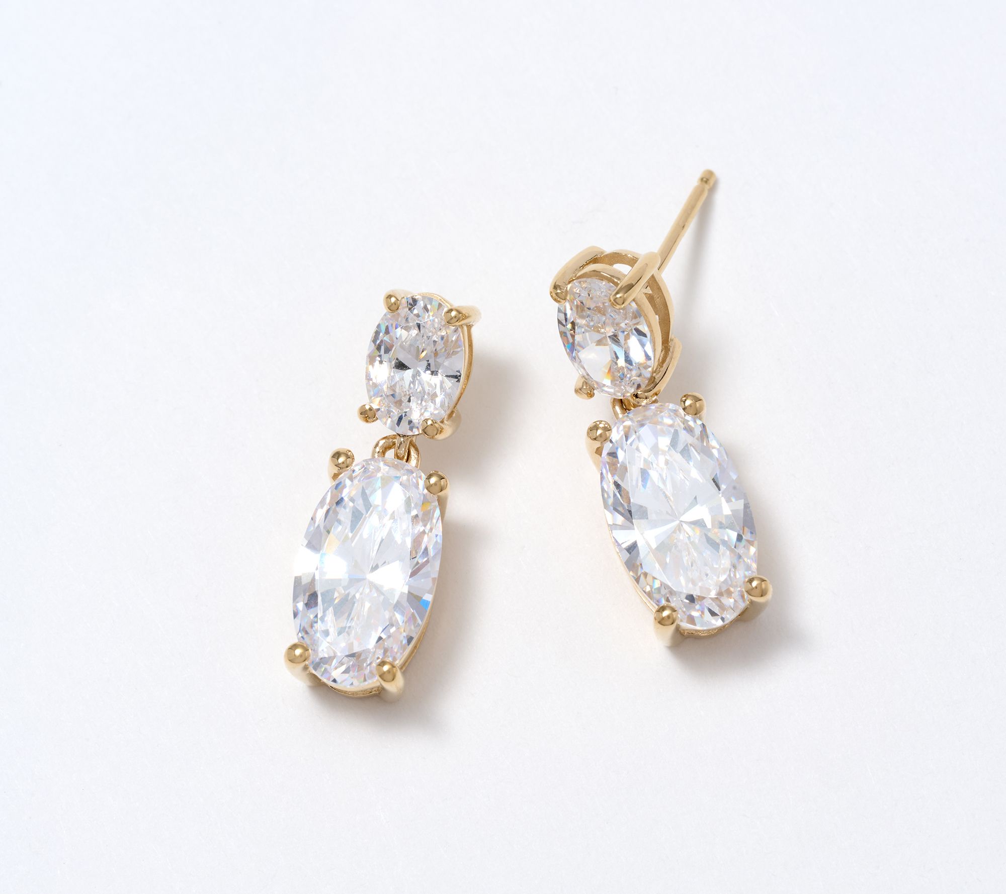 Diamonique Classics Oval Cut Drop Earrings, Sterling Silver