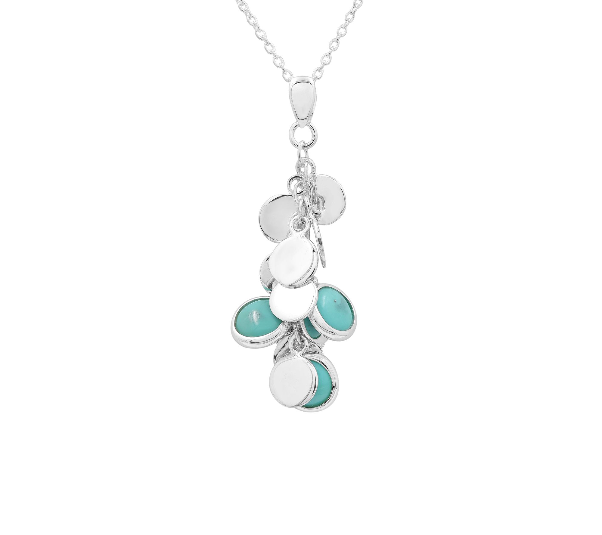 Affinity Gems Cluster Turquoise Pendant w/ Chain, Sterling