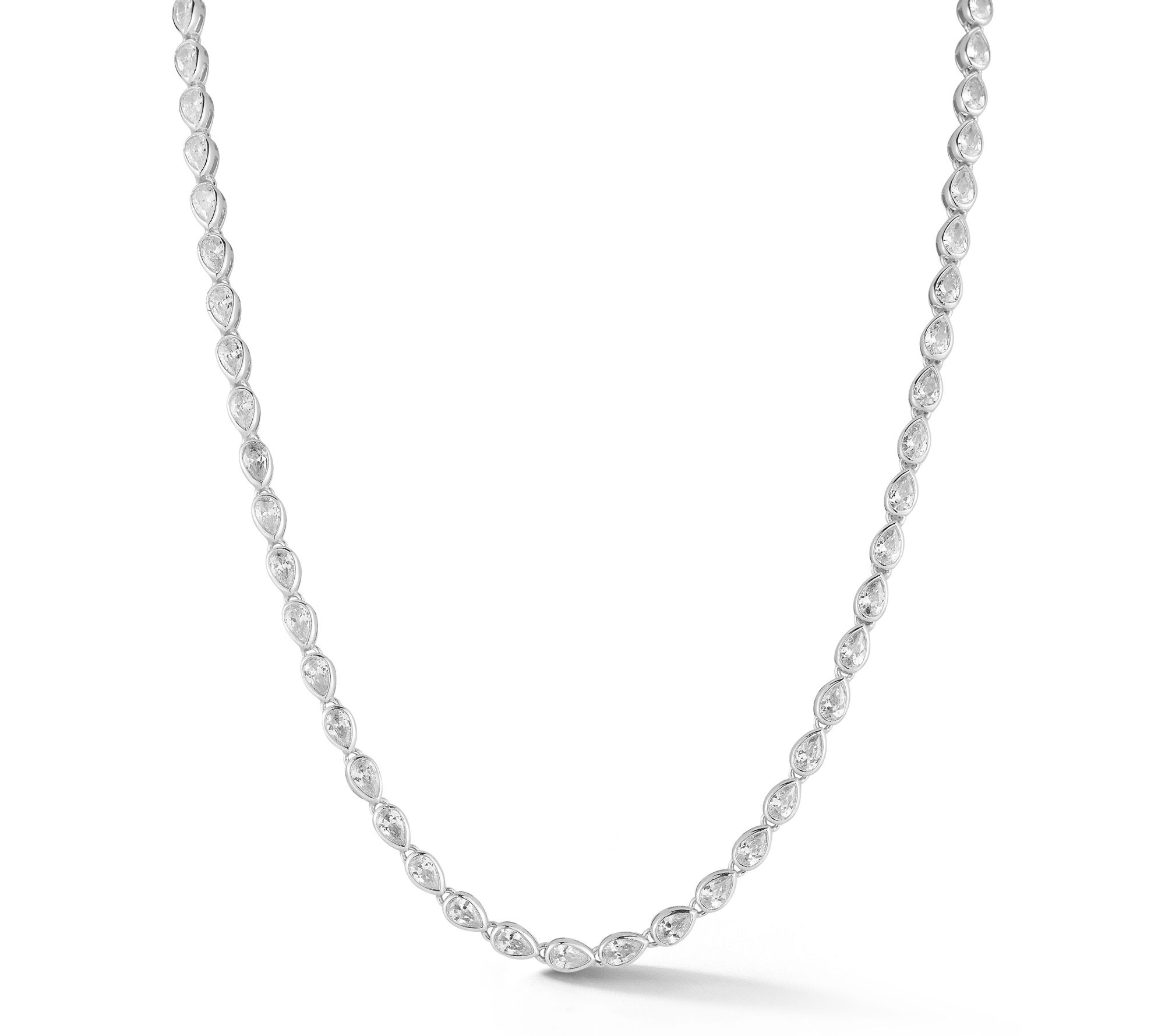 Sterlina Silver Pear Cut Tennis Necklace, Sterling
