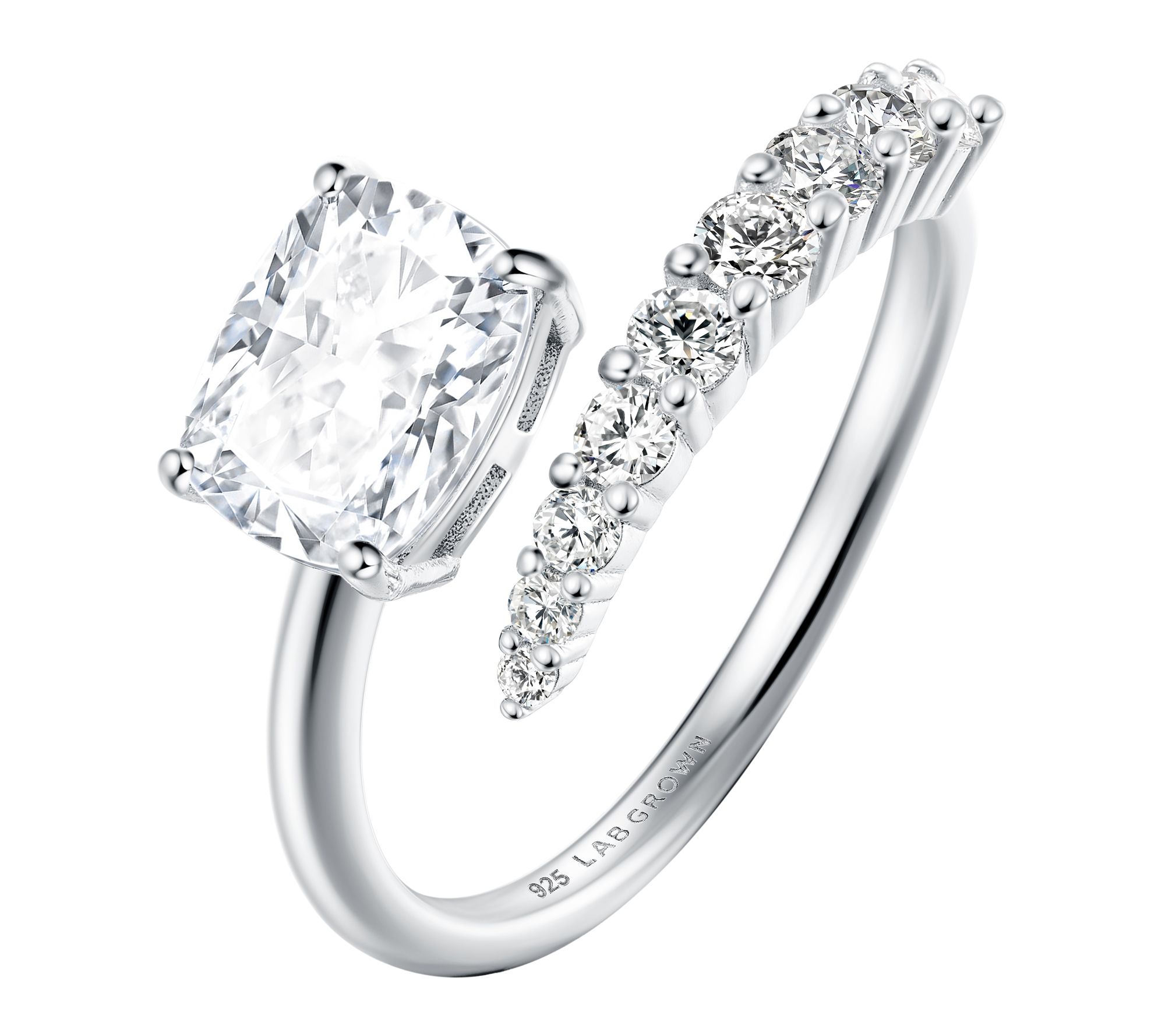 Fire Light 1.90 cttw Lab Grown Diamond Bypass Ring, Sterling