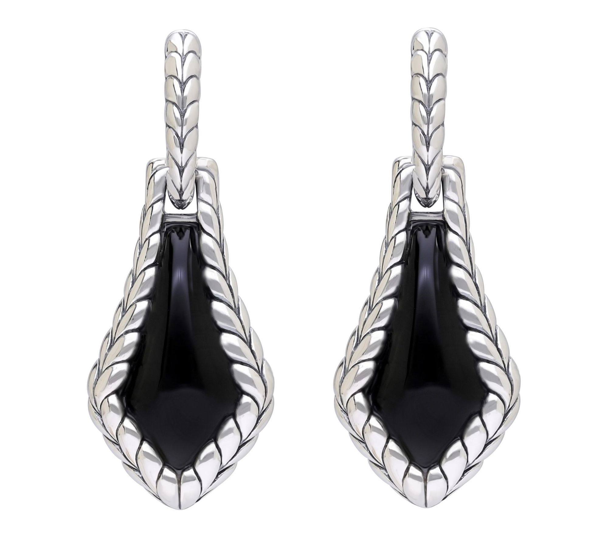 Tiffany Kay Studio Sterling Herringbone Onyx Shield Earrings