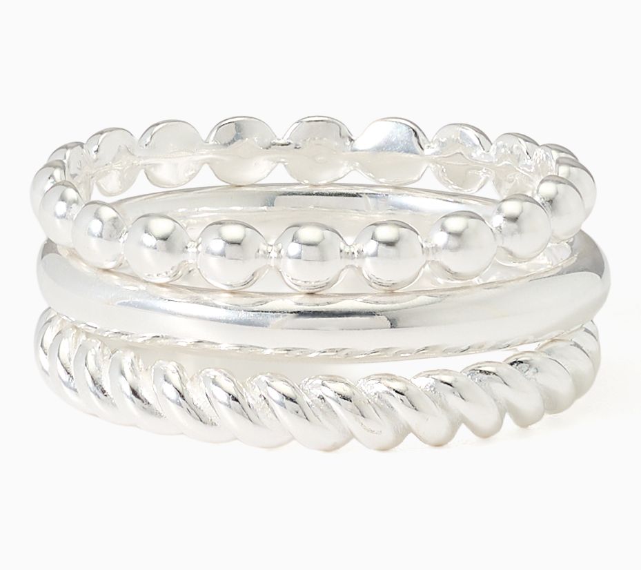 Ultrafine 950 Silver Set of 3 Rings