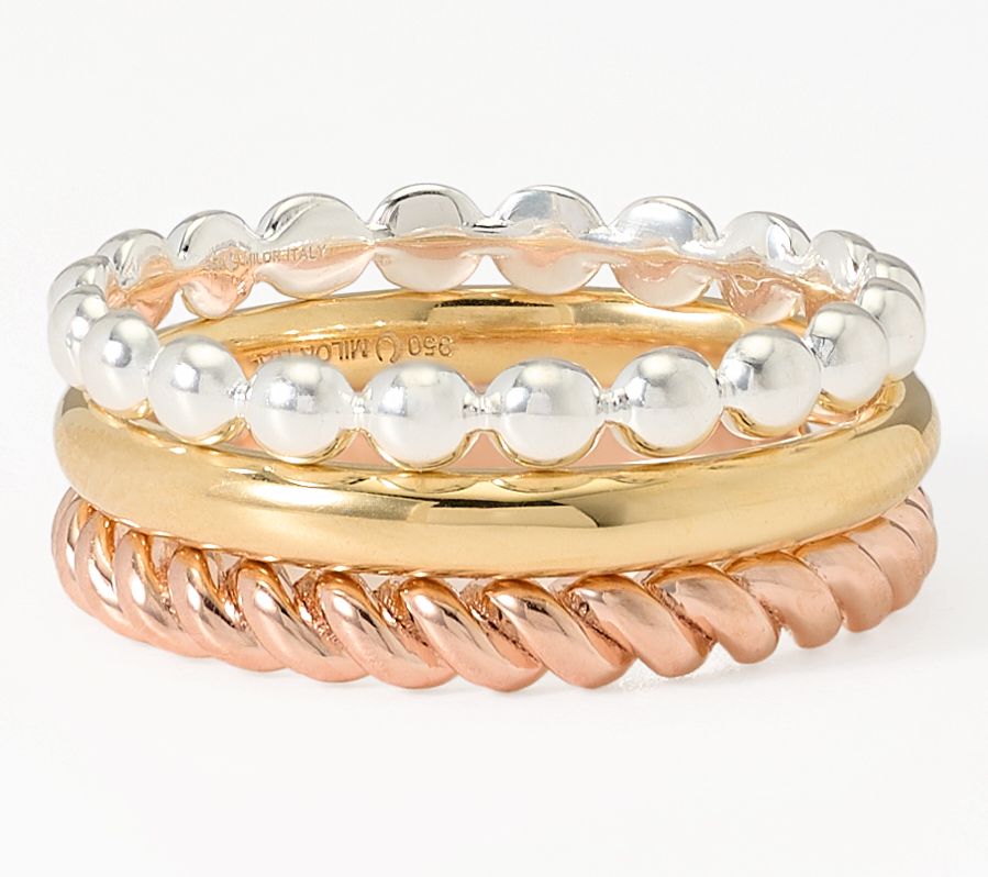 Ultrafine 950 Silver Set of 3 Rings