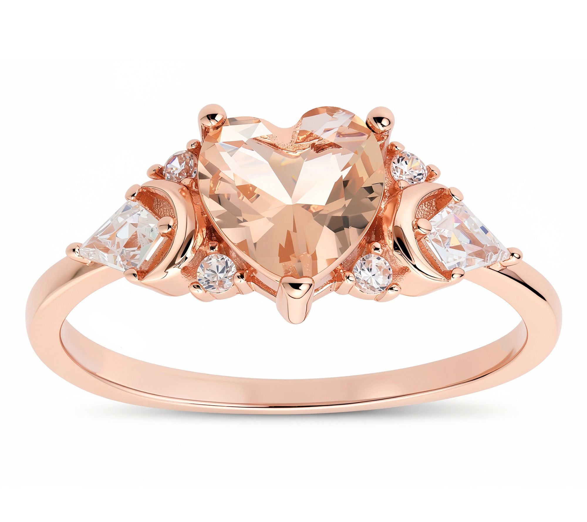 Diamonique Heart-Cut Rosetone Celestial Ring,