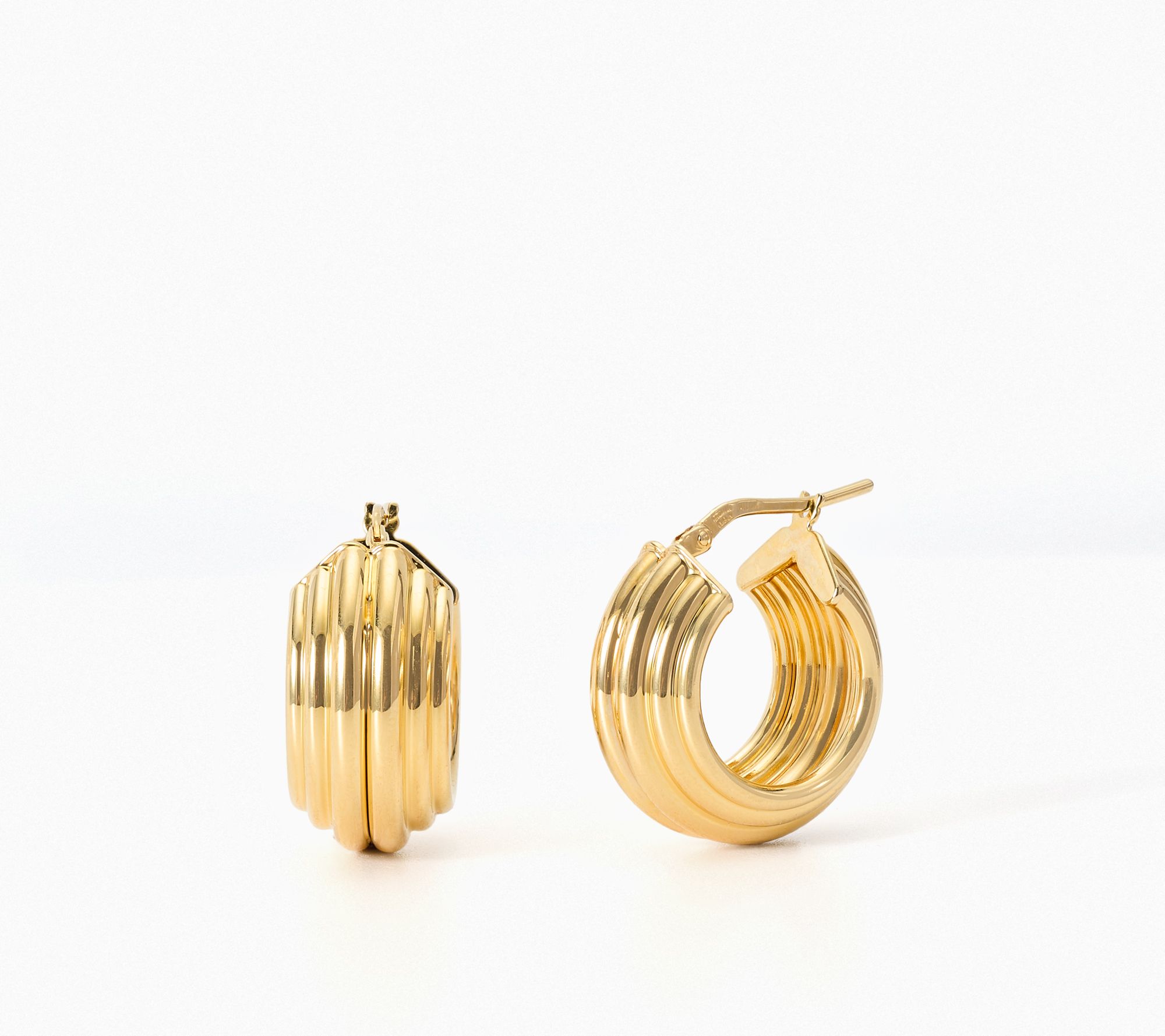 David Markstein Bronze Luxe Couture Ribbed 3/4" Hoop Earrings