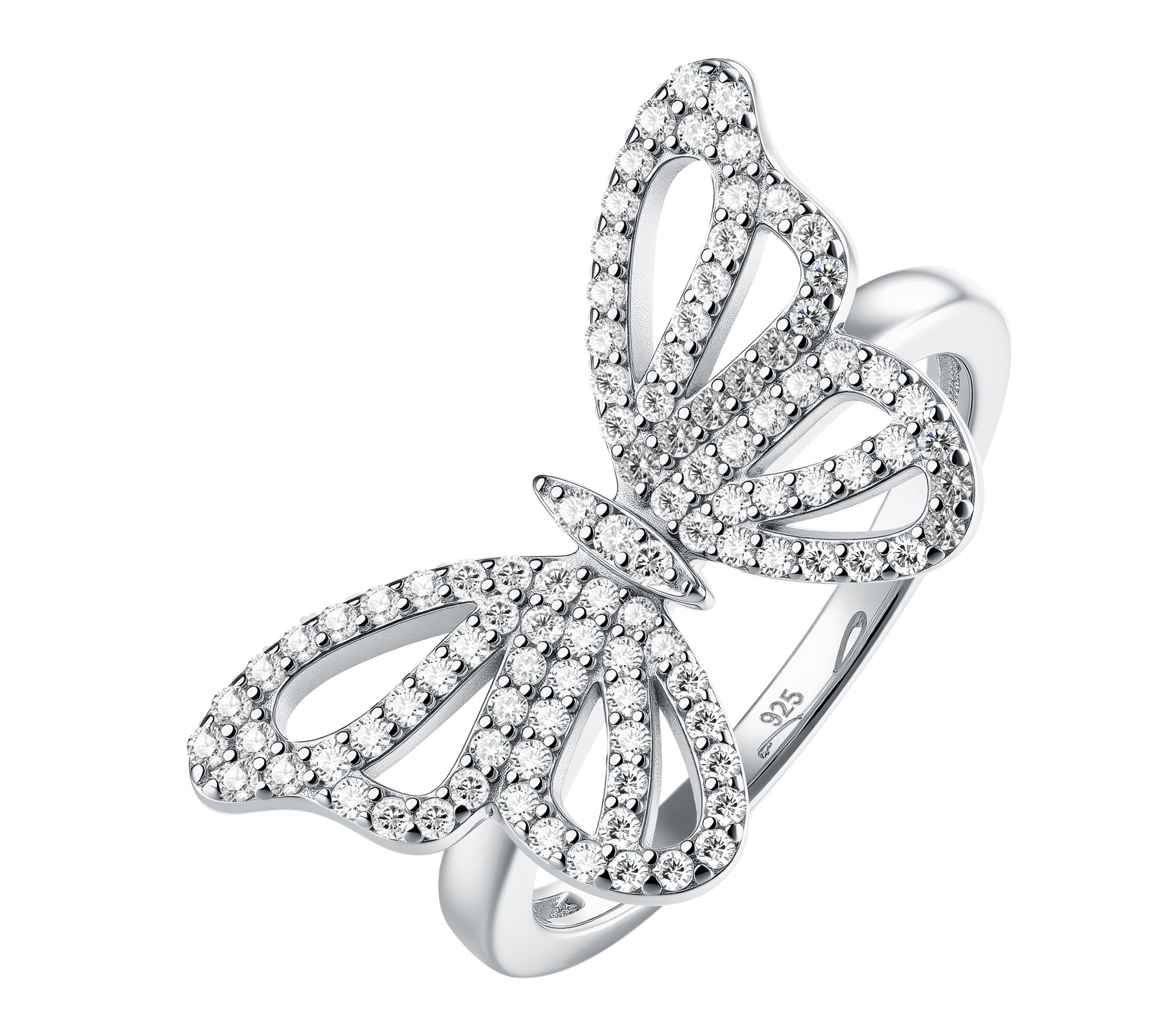 Diamonique x Jennifer Miller Pave Butterfly Ring, Sterling