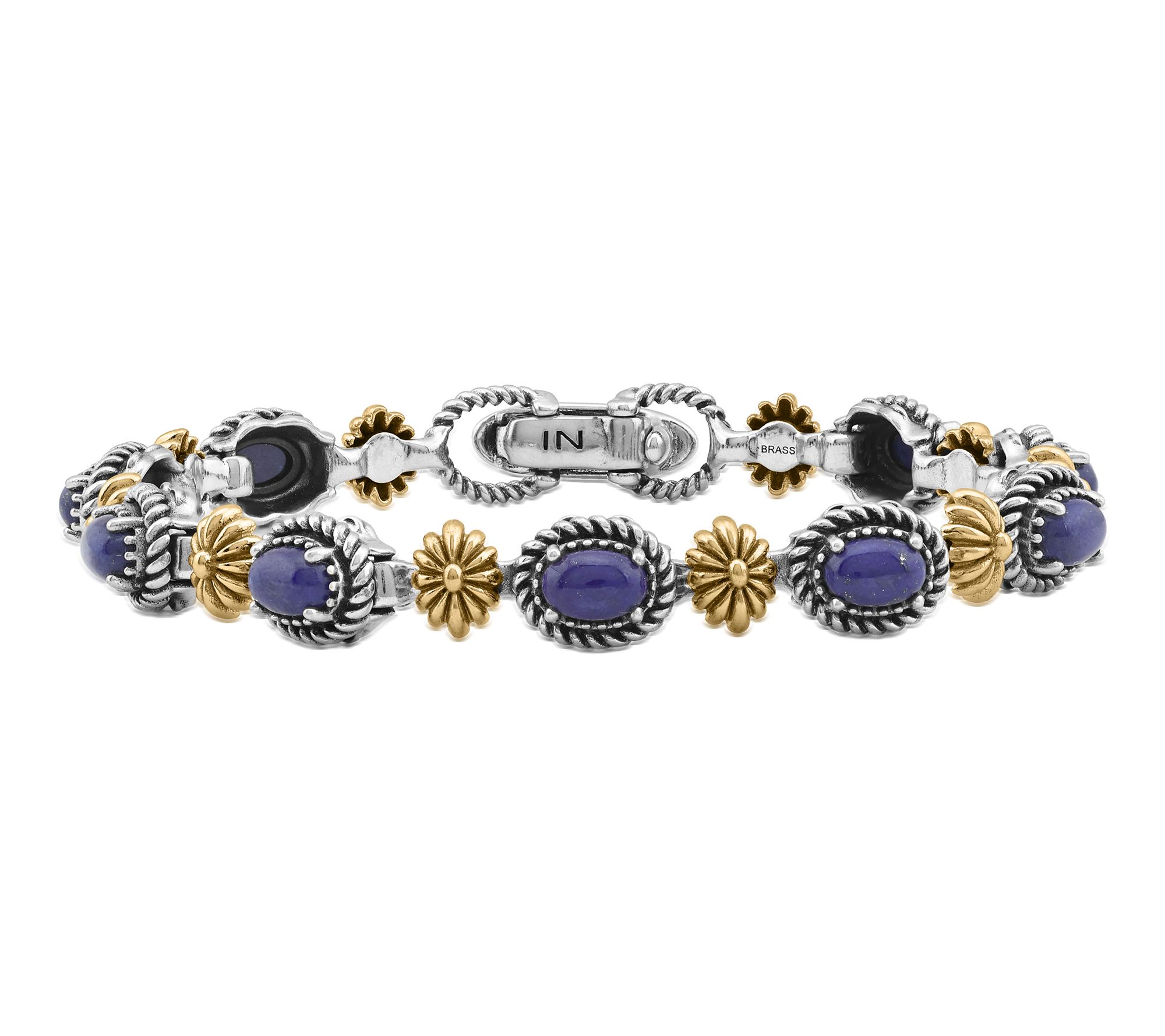 American West Sterling Two-Tone Oval Gemstone Tennis Bracelet