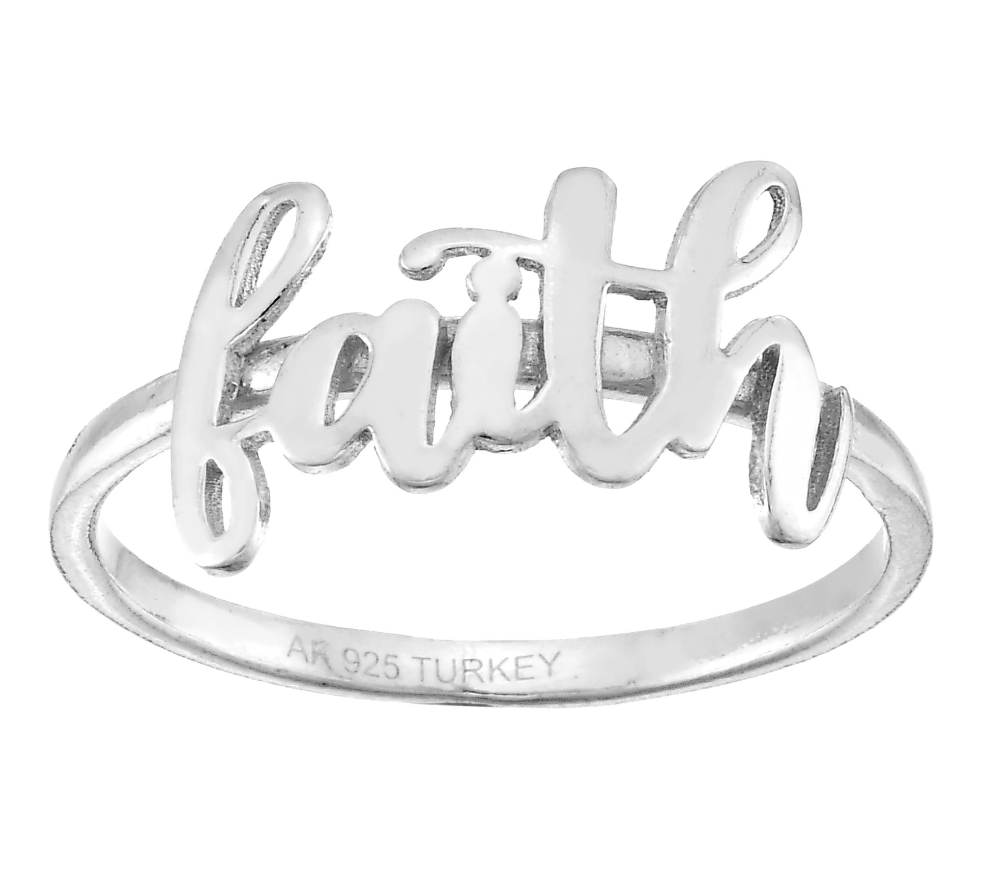 Silver Style Faith Script Ring, Sterling