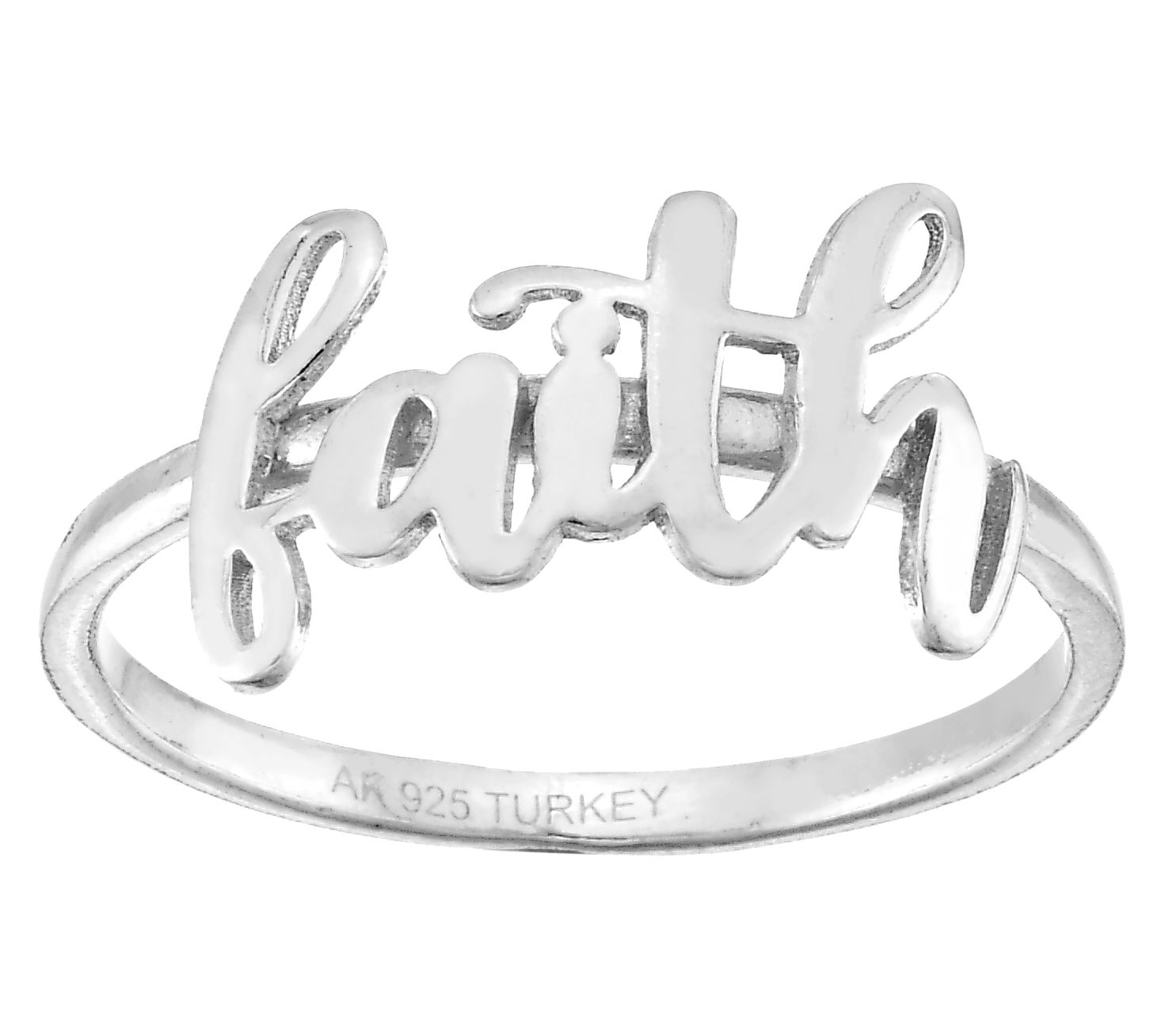 Silver Style Faith Script Ring, Sterling