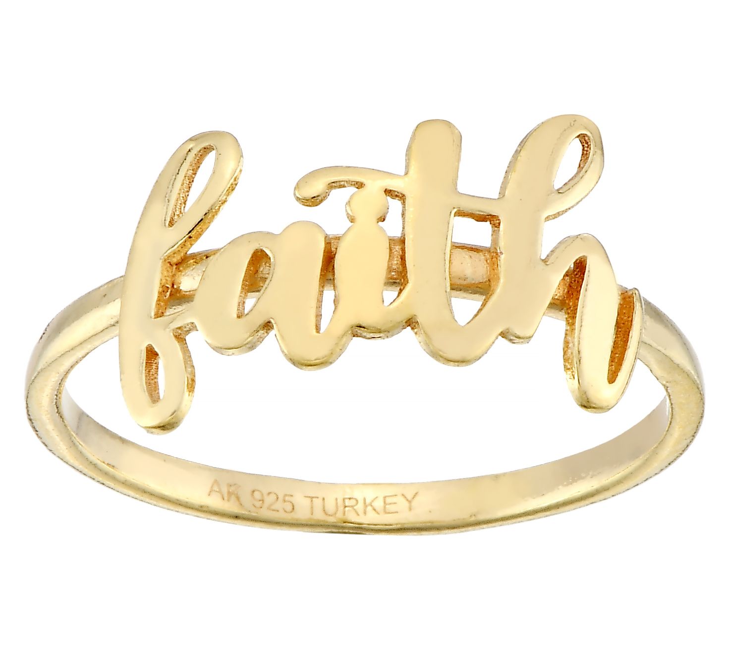 Silver Style Faith Script Ring, Sterling