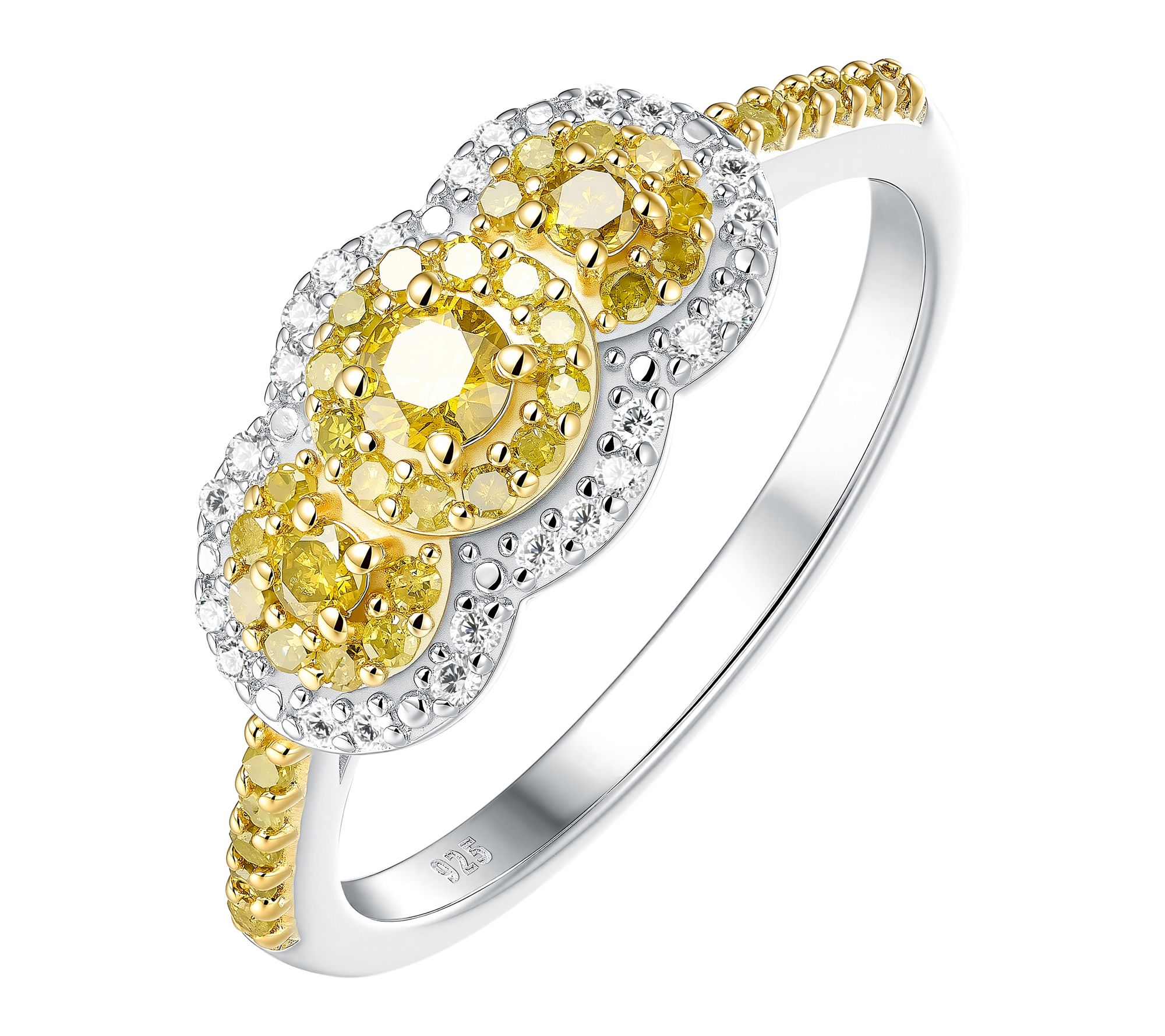 Affinity Diamond Yellow & White Diamond ClusterRing, Sterling