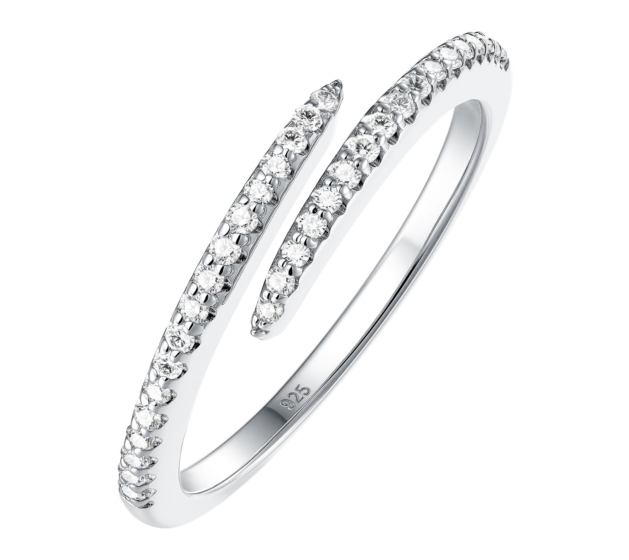 Accents By Affinity Pave Open Bypass Ring, Sterling Silver