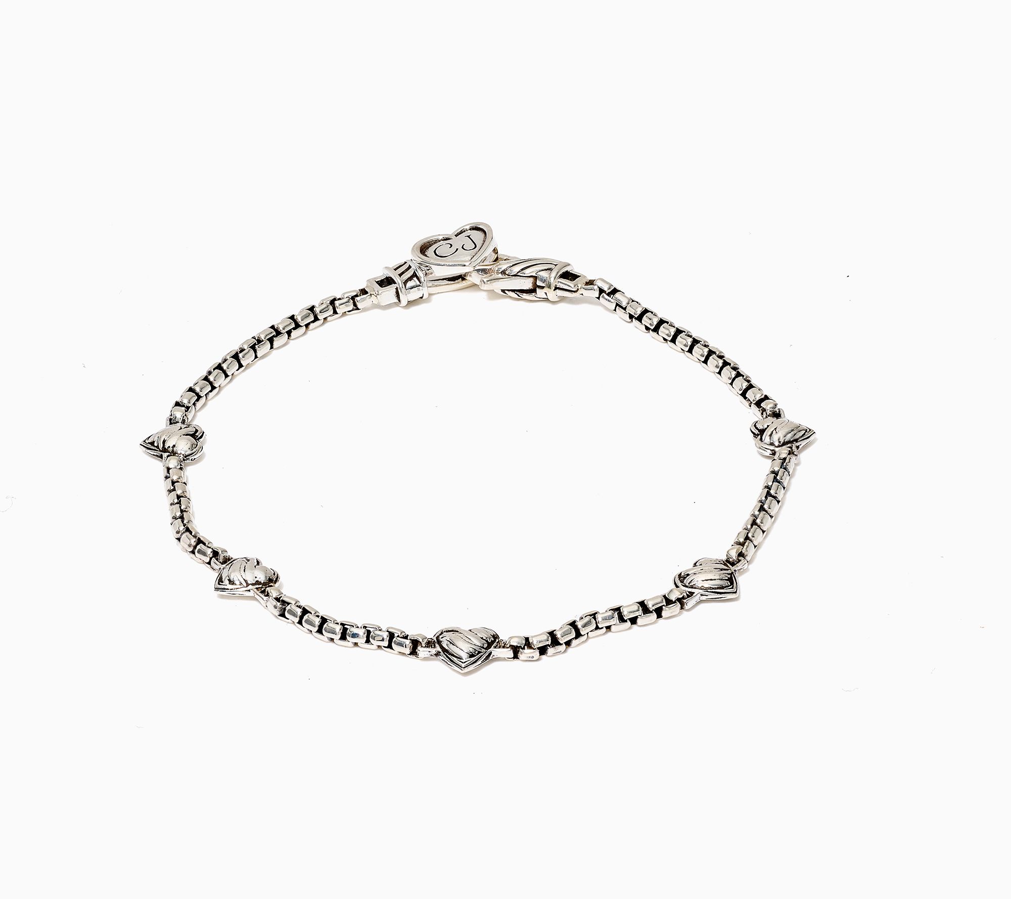Christian James by Scott Grimes Sterling Ripple Heart Station Bracelet