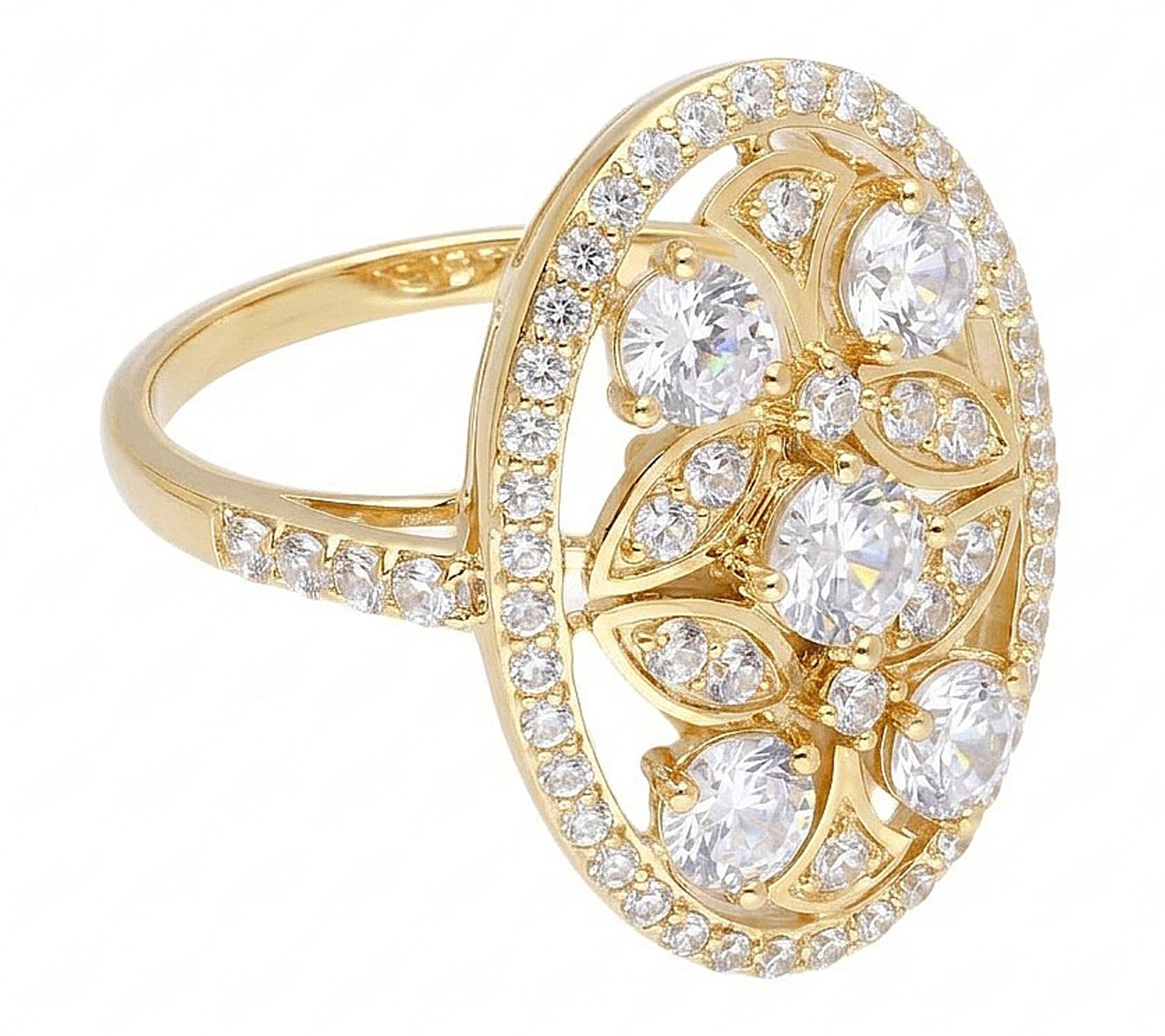 Ariva Sterling 18K Gold Clad Diamonique Heirloom Ring