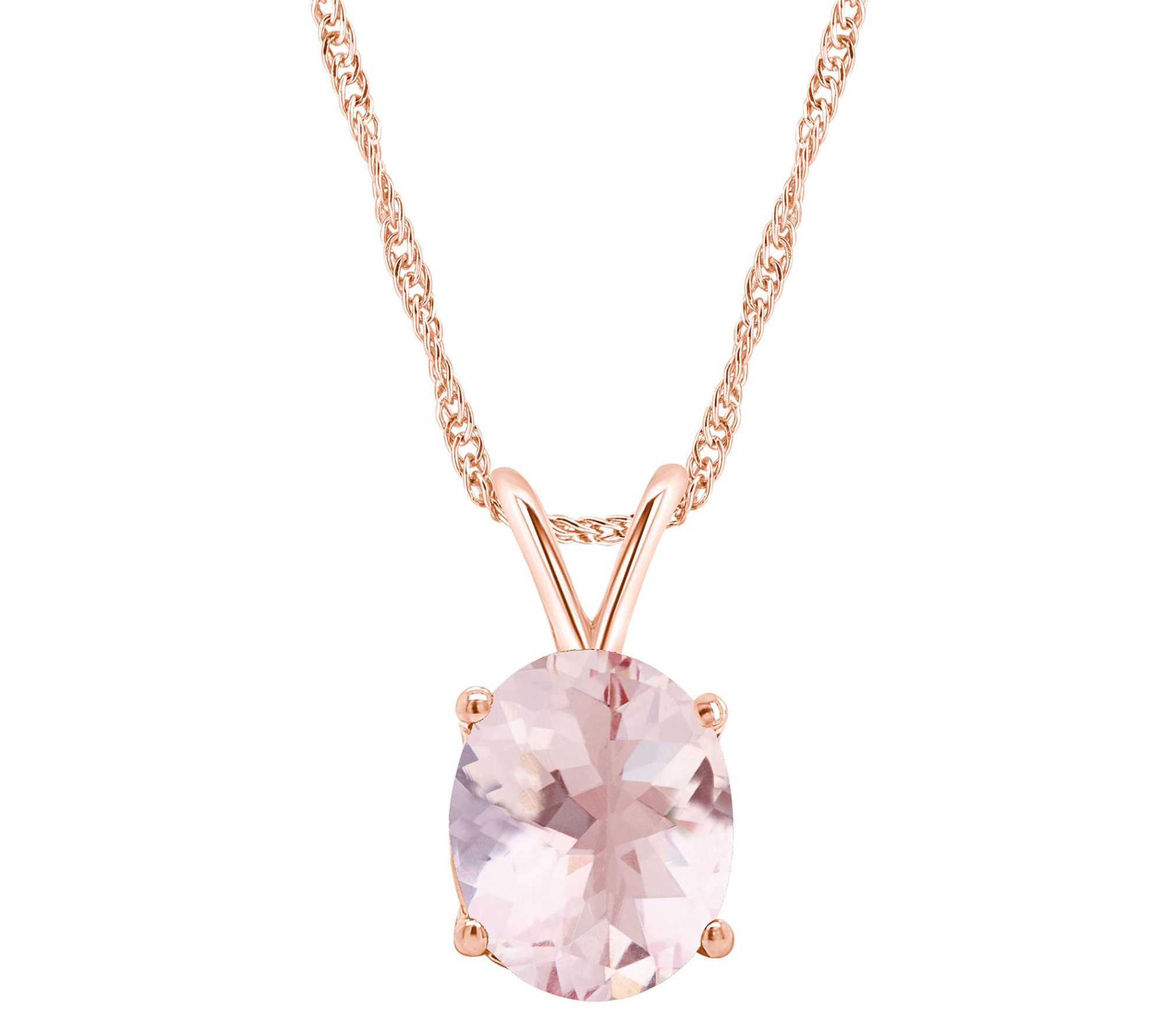 14K Gold Oval 2.20 cttw Morganite Pendant withChain