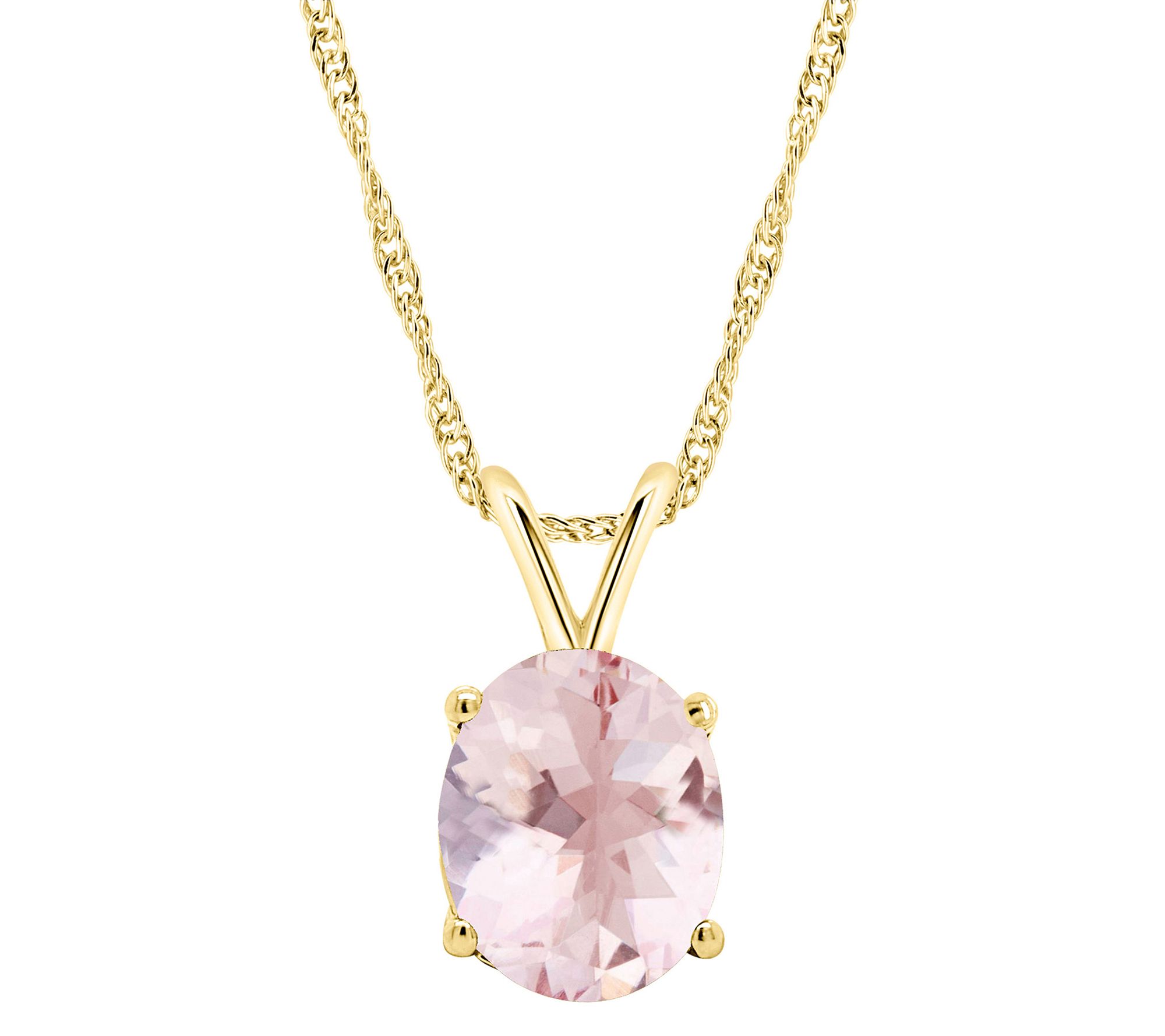 14K Gold Oval 2.20 cttw Morganite Pendant withChain