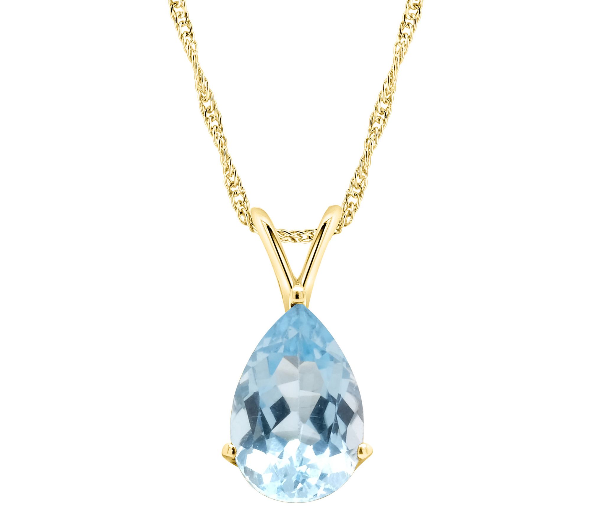 14K Gold 3.30 cttw Sky Blue Topaz Pendant w/ Chain