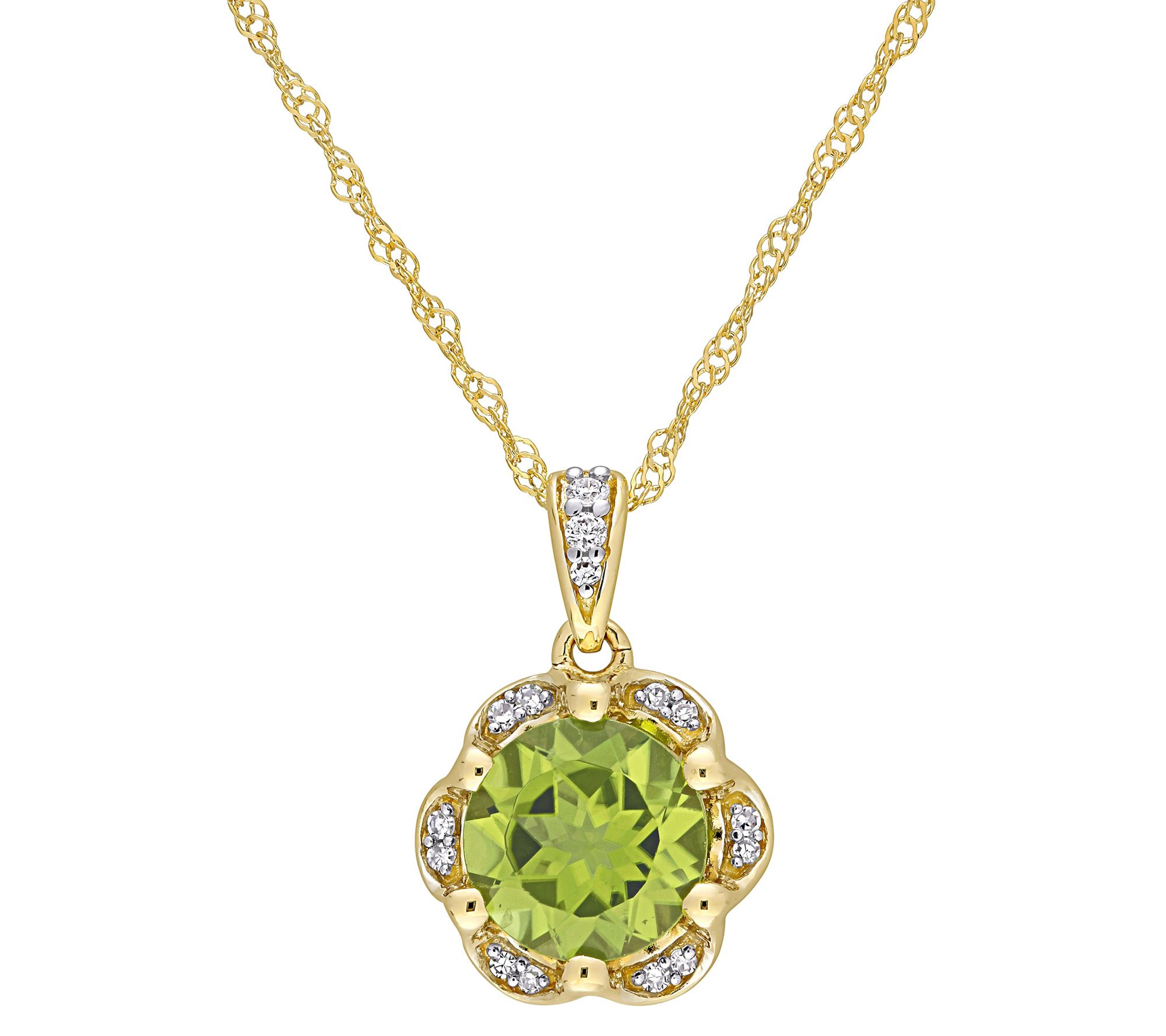 14K 1.50 cttw Peridot & Diamond Accent Pend antwith Chain