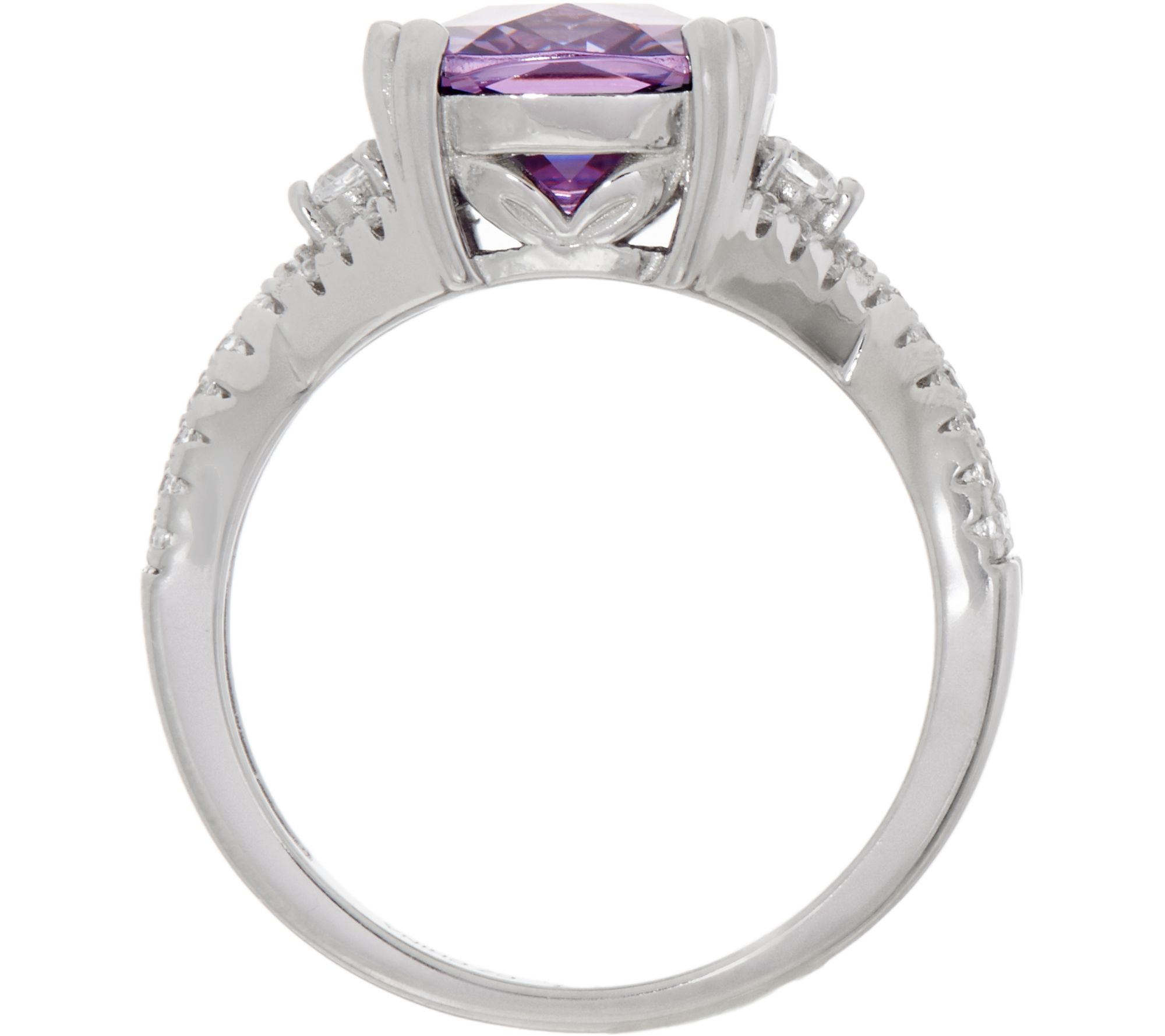 Diamonique and Simulated Amethyst Ring, Sterling - QVC.com