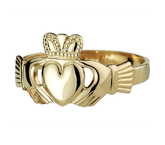 Solvar Deluxe Puffed Heart Claddagh Ring, 14K Gold