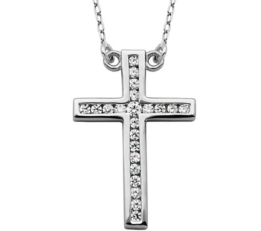 Diamonique 1/3 cttw Cross 18" Necklace, Sterling