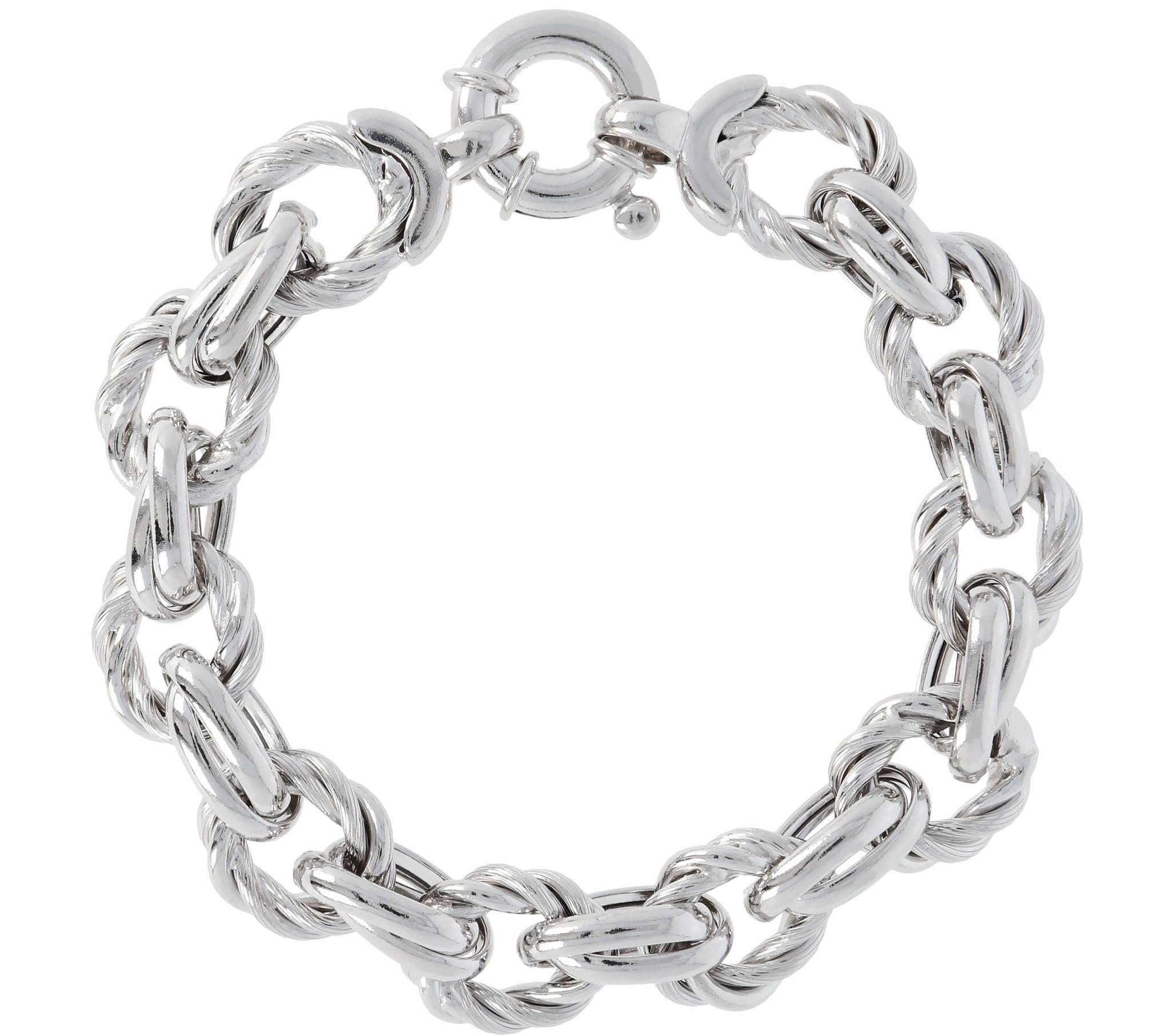 Italian SilveSterling Twisted Link Bracelet, 22.8g - QVC.com