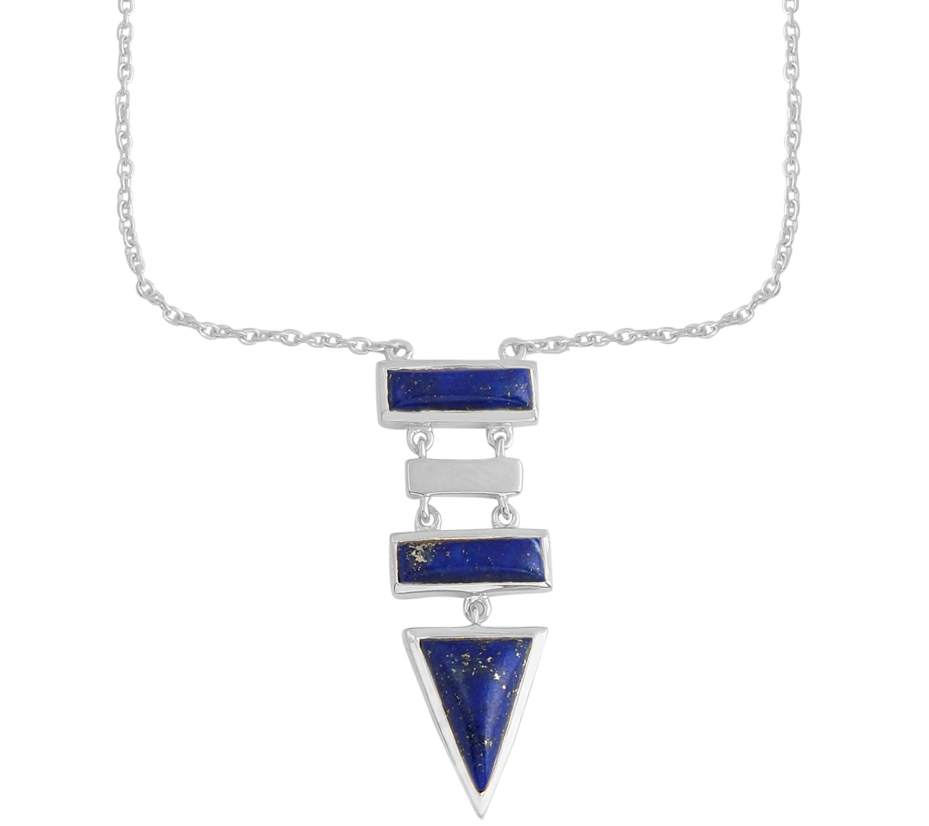 Geometric Lapis Necklace, Sterling