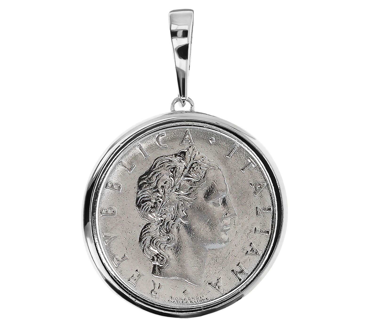 Ultrafine Silver 50 Lire Coin Pendant