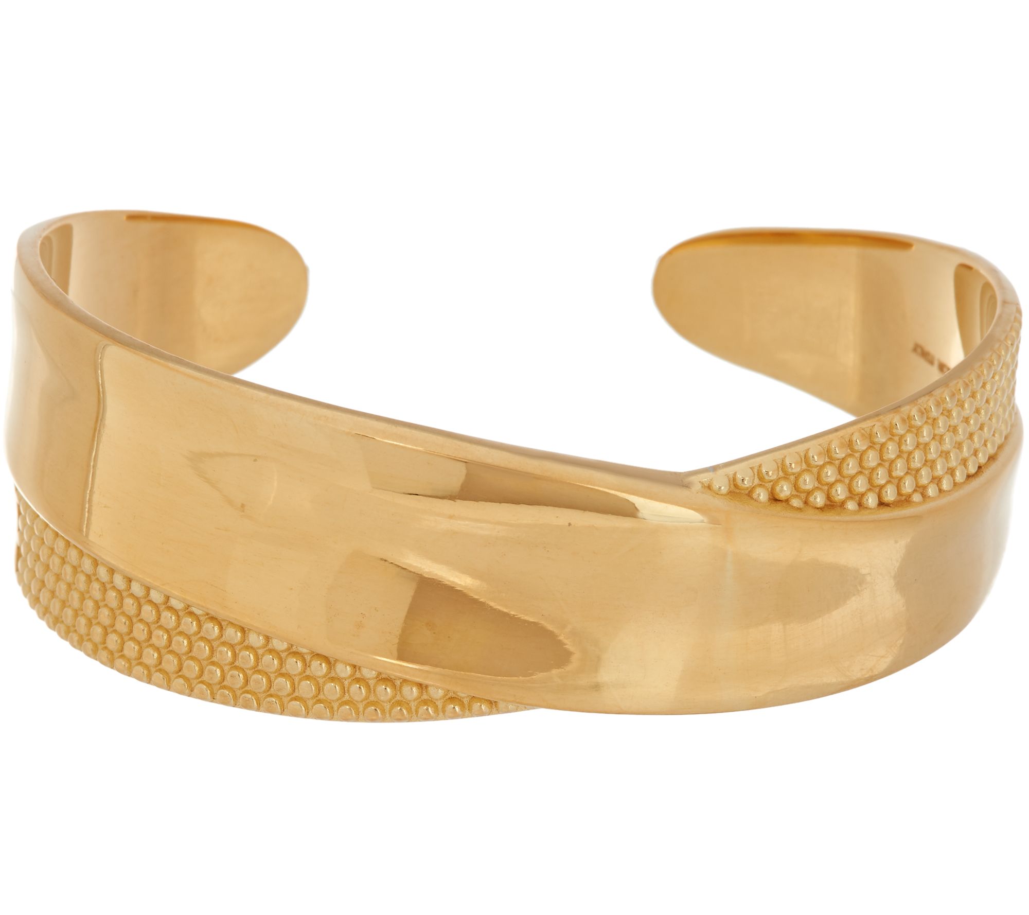Bronzo Italia Polished and Textured X-Design Cuff Bracelet - QVC.com