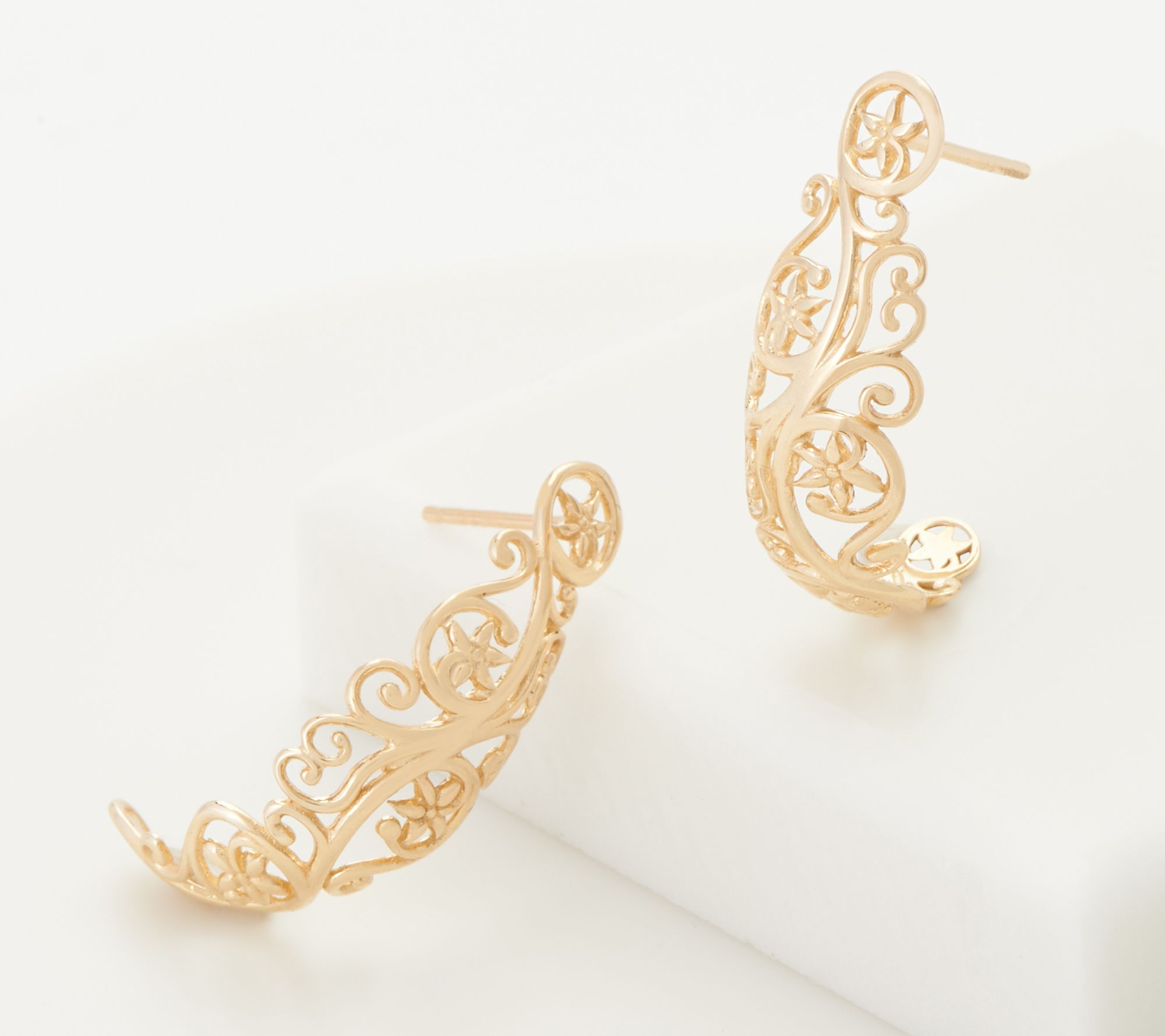 Adi Paz 14K Gold Filigree Hoop Earrings - QVC.com