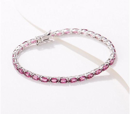 Generation Gems Oval-Cut Pink Rhodolite Tennis Bracelet Sterling