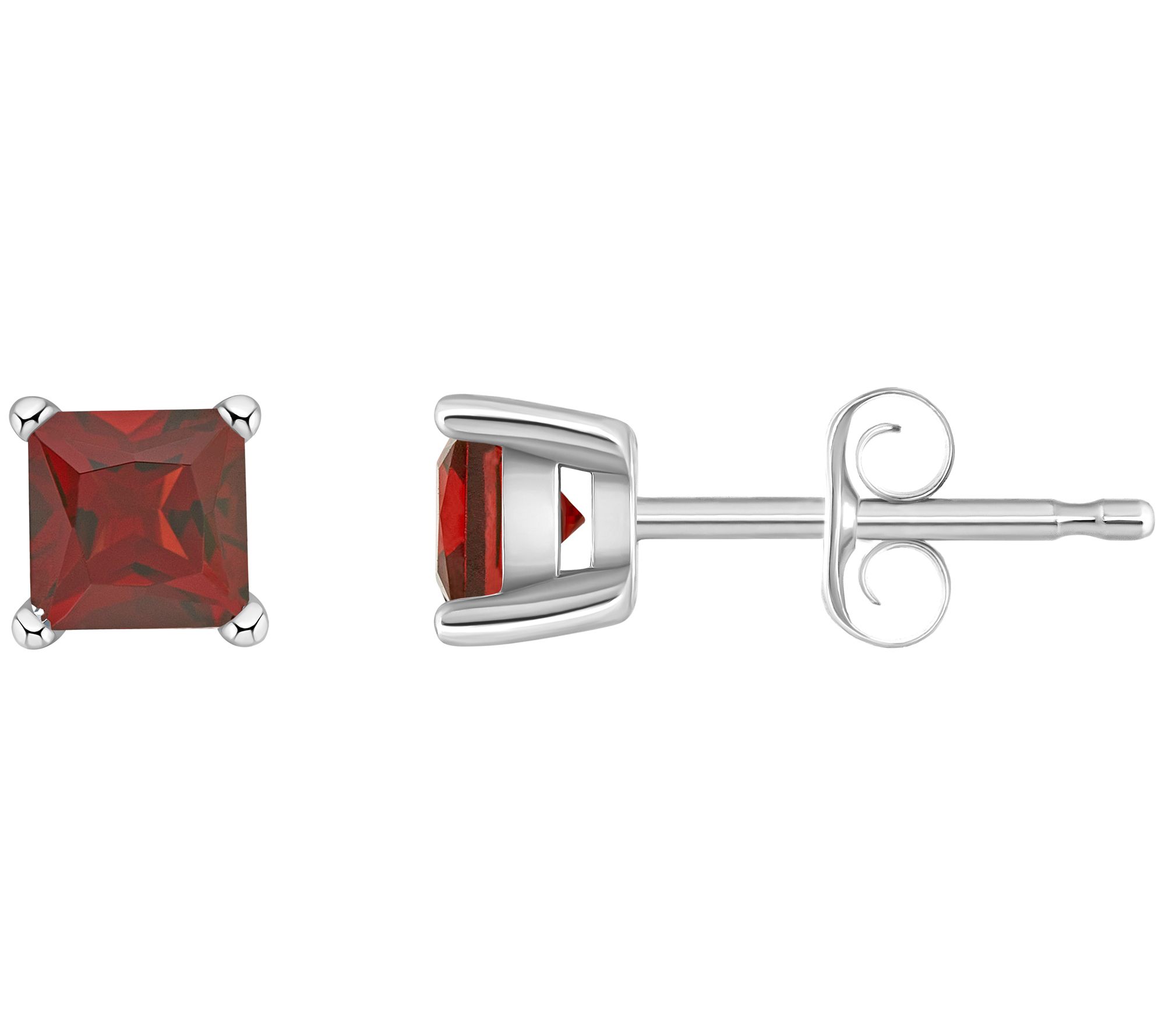 14K Gold Princess Cut 1.00 cttw Garnet Stud Earrings