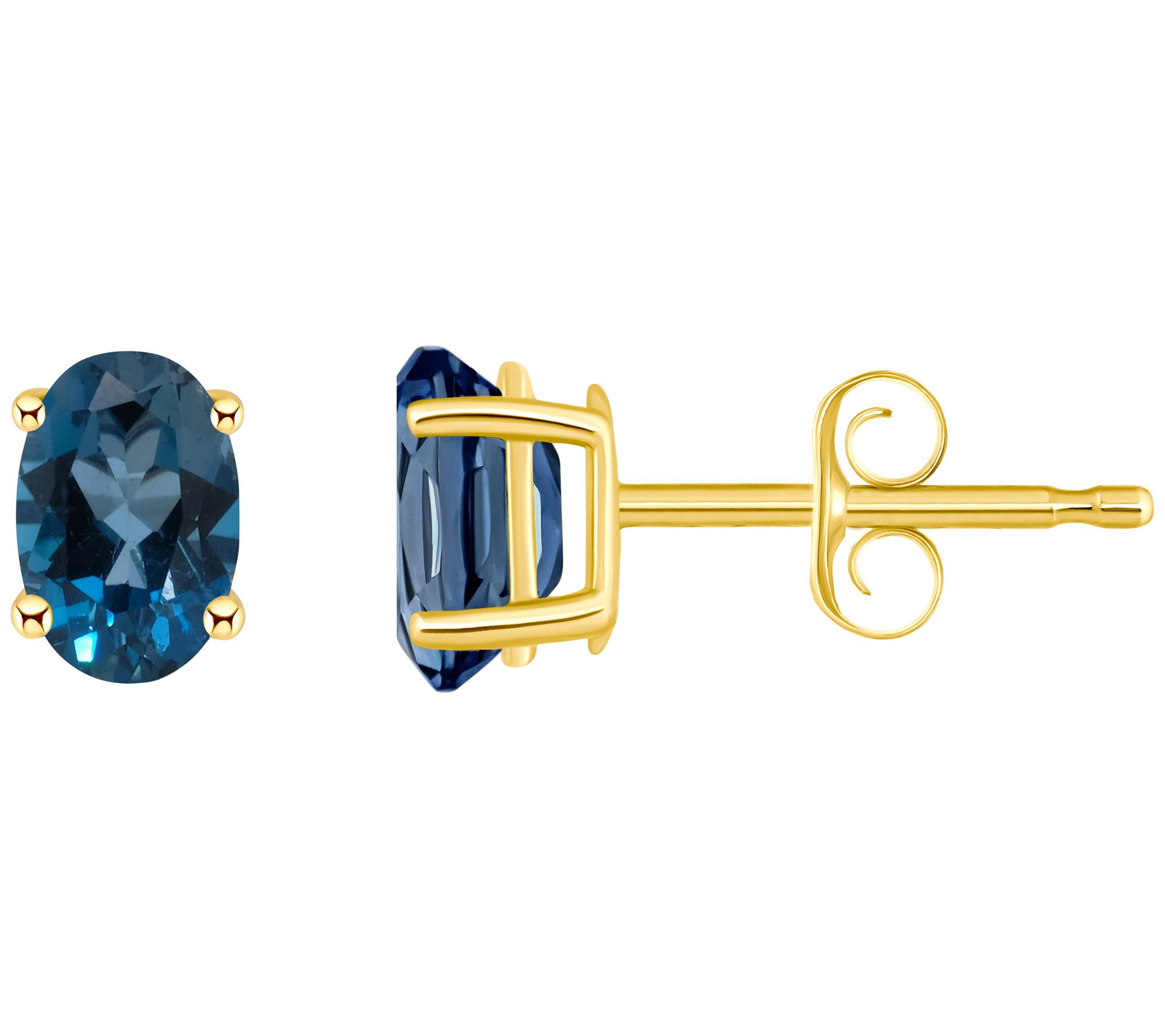 14K Gold Oval 1.00 cttw London Blue Topaz S tud Earrings