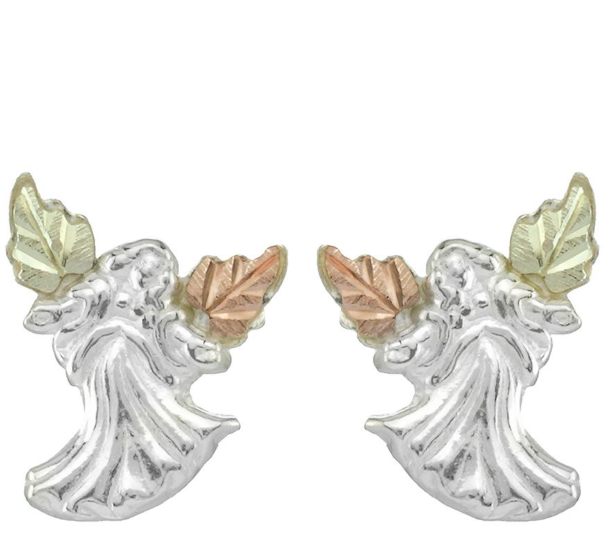 Black Hills Angel Heart Earrings, Sterling/12KGold