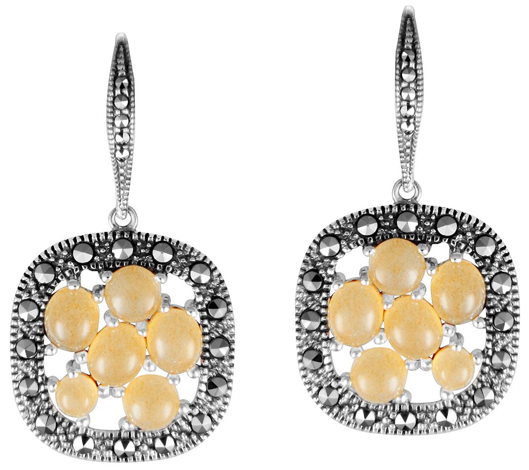Suspicion Sterling Moonstone Cluster & Marcasite Halo Earring