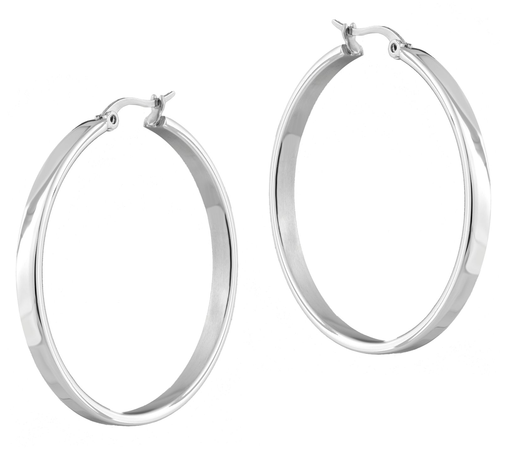 Steel by Design Round Flat Hoop Earrings - QVC.com