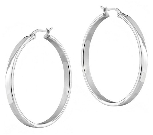 Steel by Design Round Flat Hoop Earrings
