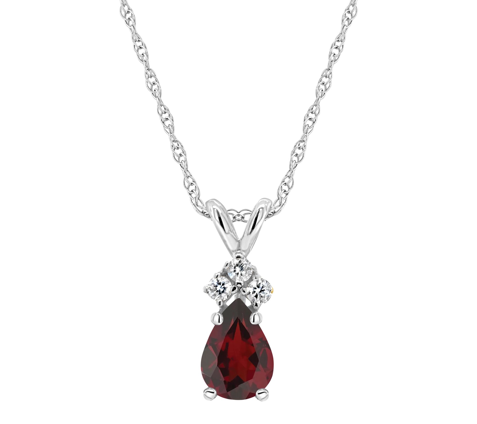 14K Gold 0.85 cttw Garnet Diamond Accent Pendanw/ Chain