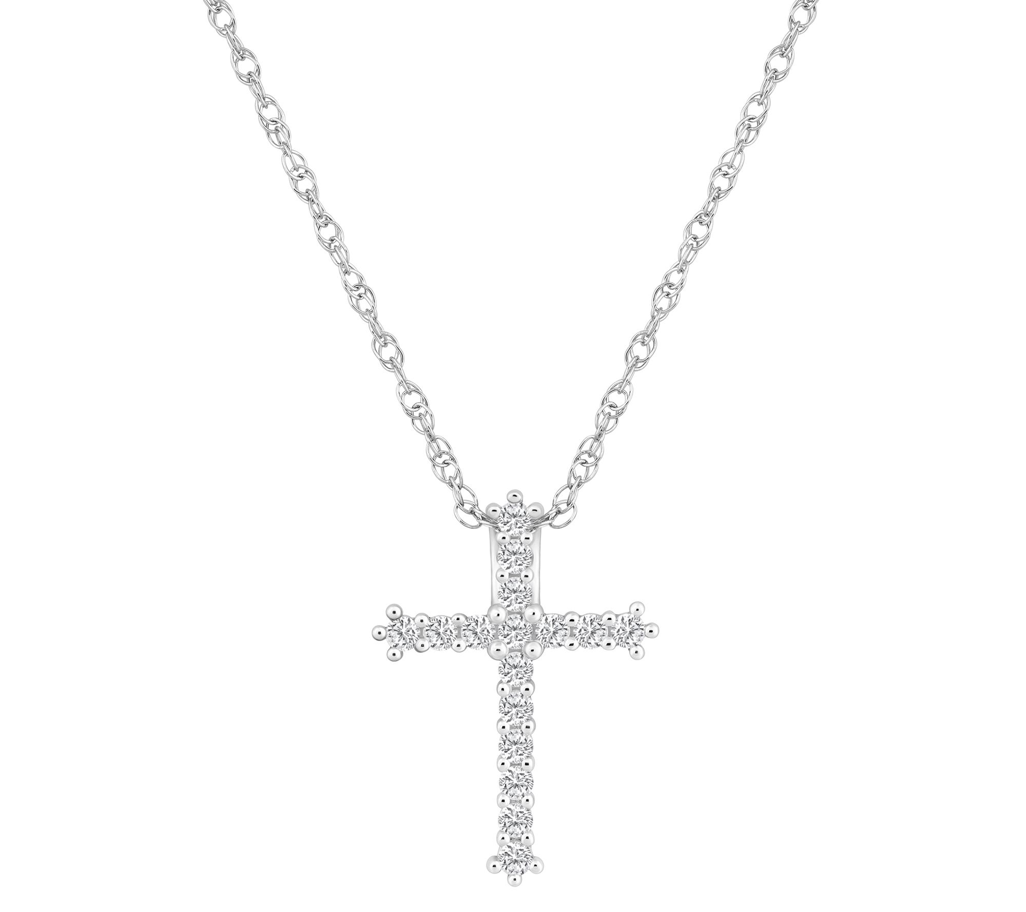 Affinity 0.25 cttw Diamond Cross Pendant w/ Cha in, 14K Gold